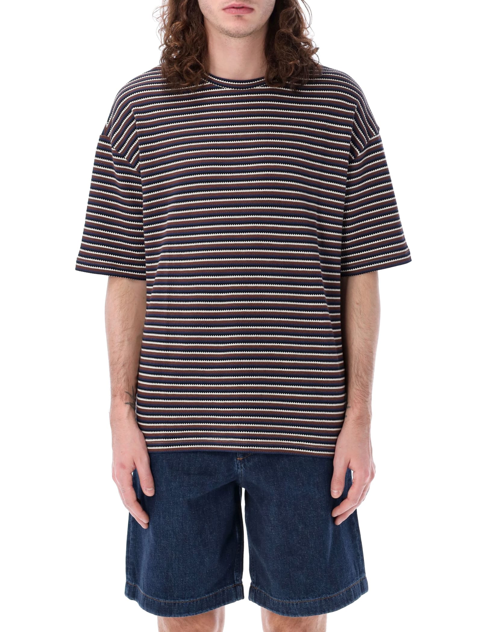 Shop Apc Bahia T-shirt In Brown Stripes