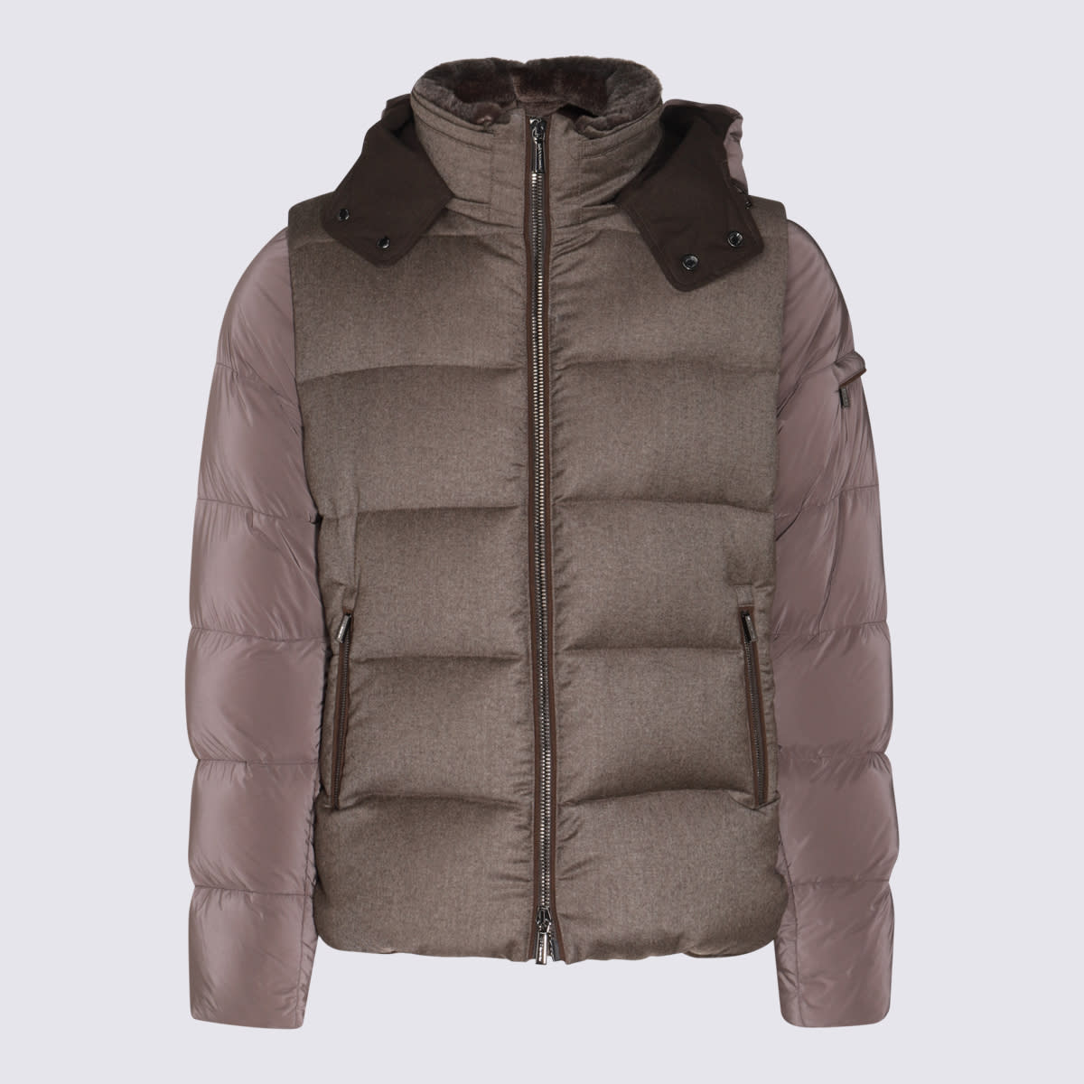 MOORER DARK GREY WOOL DOWN JACKET 