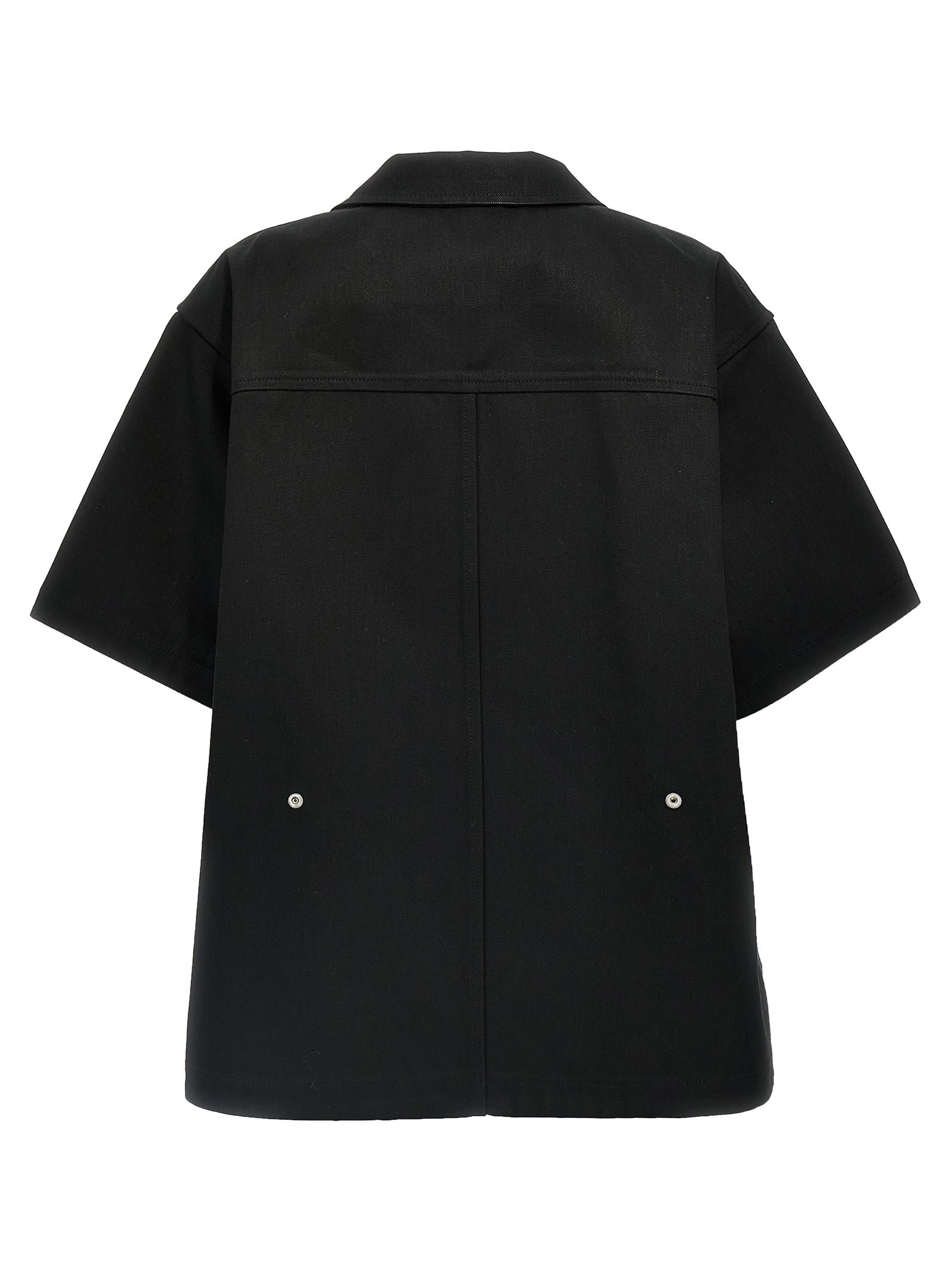 Jil Sander Short Sleeve Denim Shirt With Collared Neck In Black