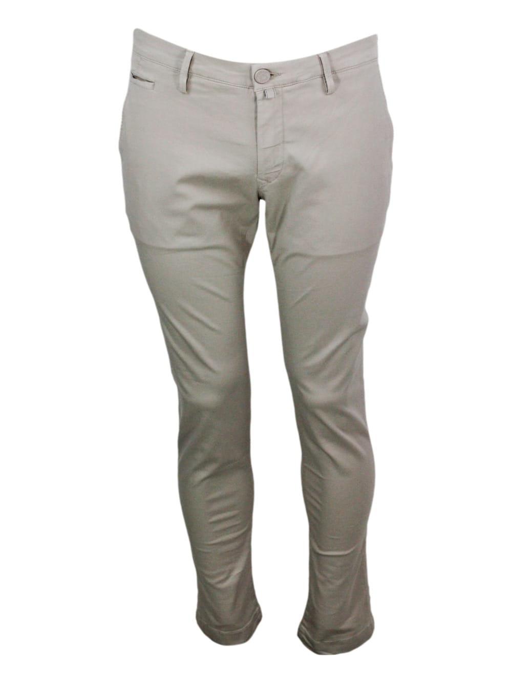 Jacob Cohen Luxury Edition Bobby Chino Trousers In Soft Stretch Cotton With Slant Pockets With Zip And Button Cl In Beige