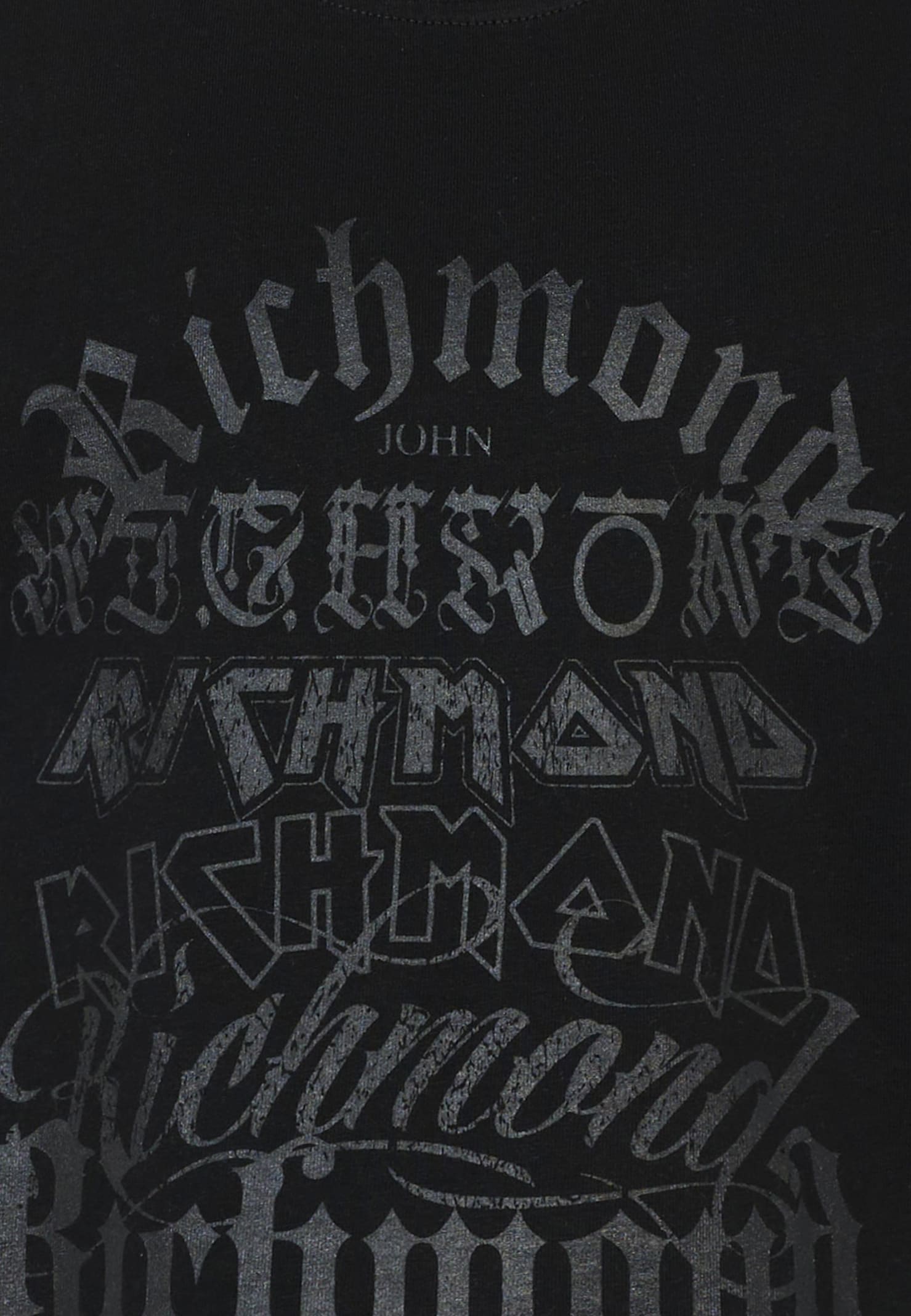 Richmond Black T-shirt For Boy With Grey Logo In Black