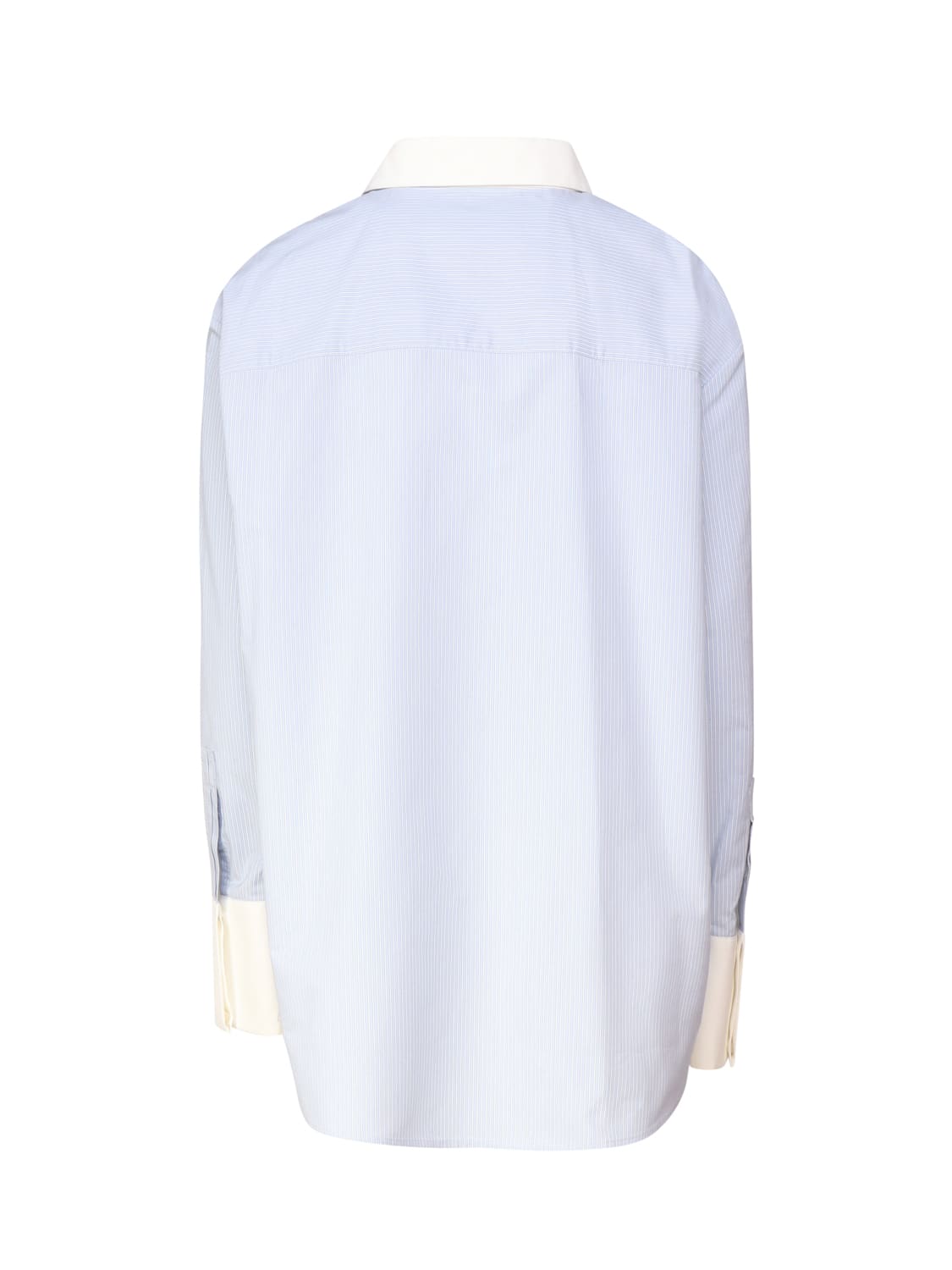 Shop Saint Laurent Winchester Boyfriend Shirt In Cotton In Bleu Blanc