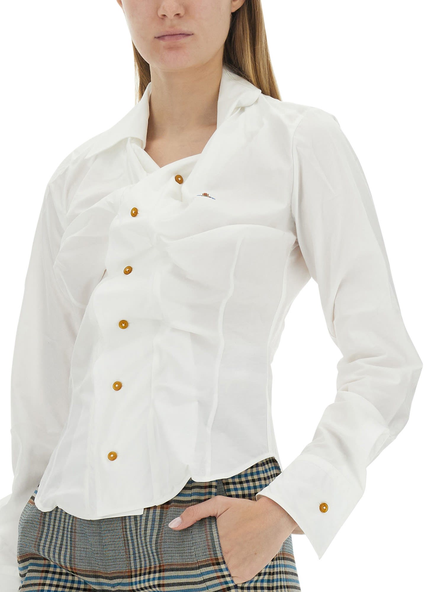 Shop Vivienne Westwood Drunken Shirt In White