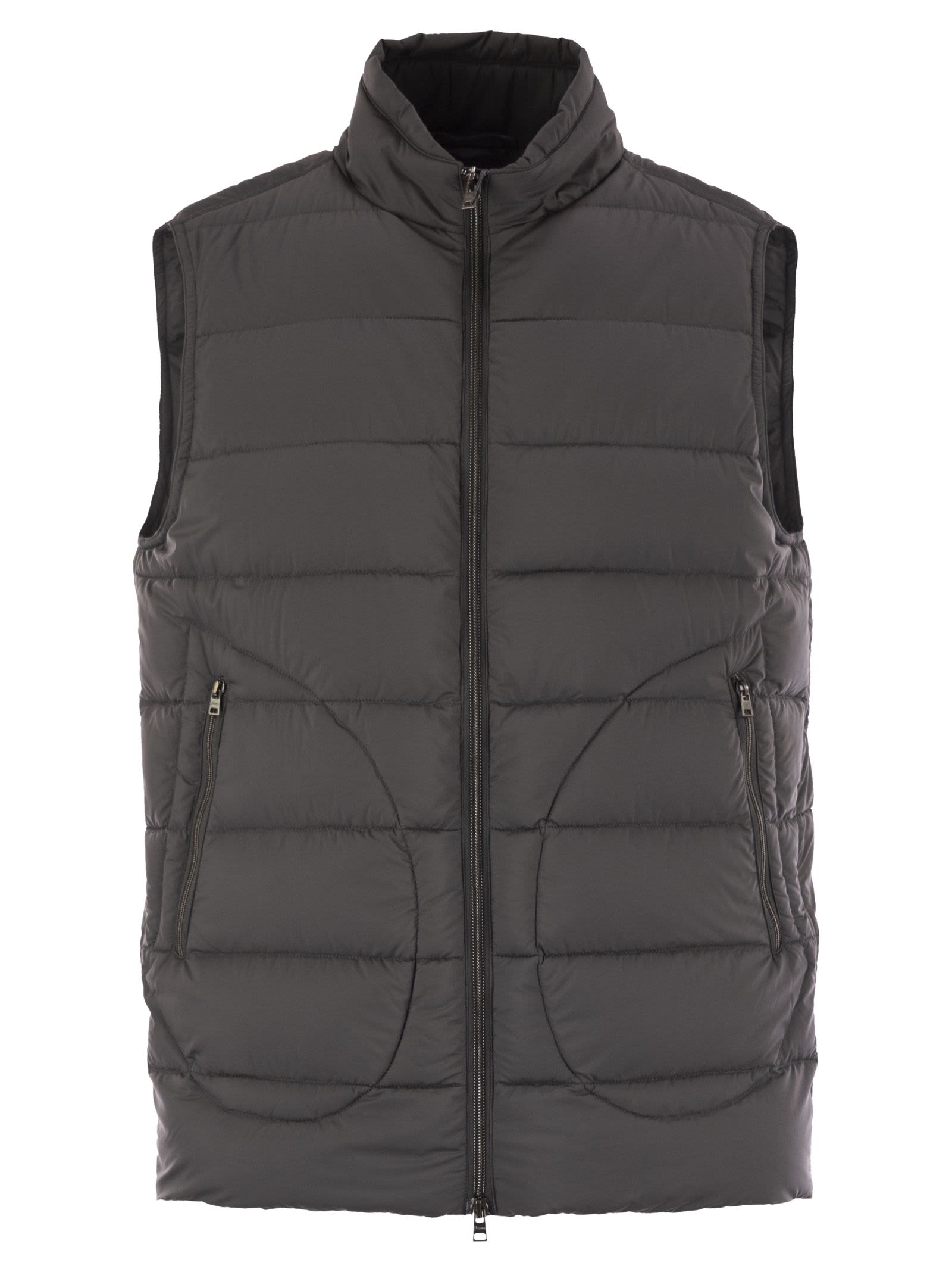 Herno Quilted Vest-style Down Jacket In Gray