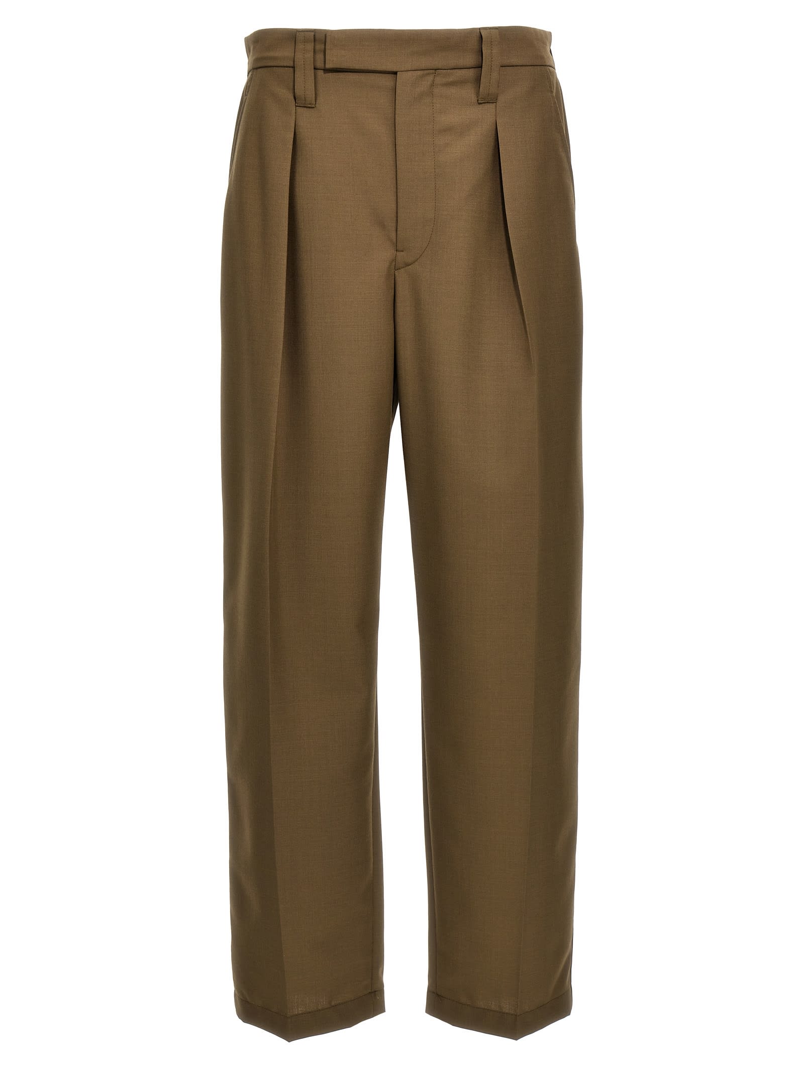 Shop Lemaire One Pleat Trousers In Brown