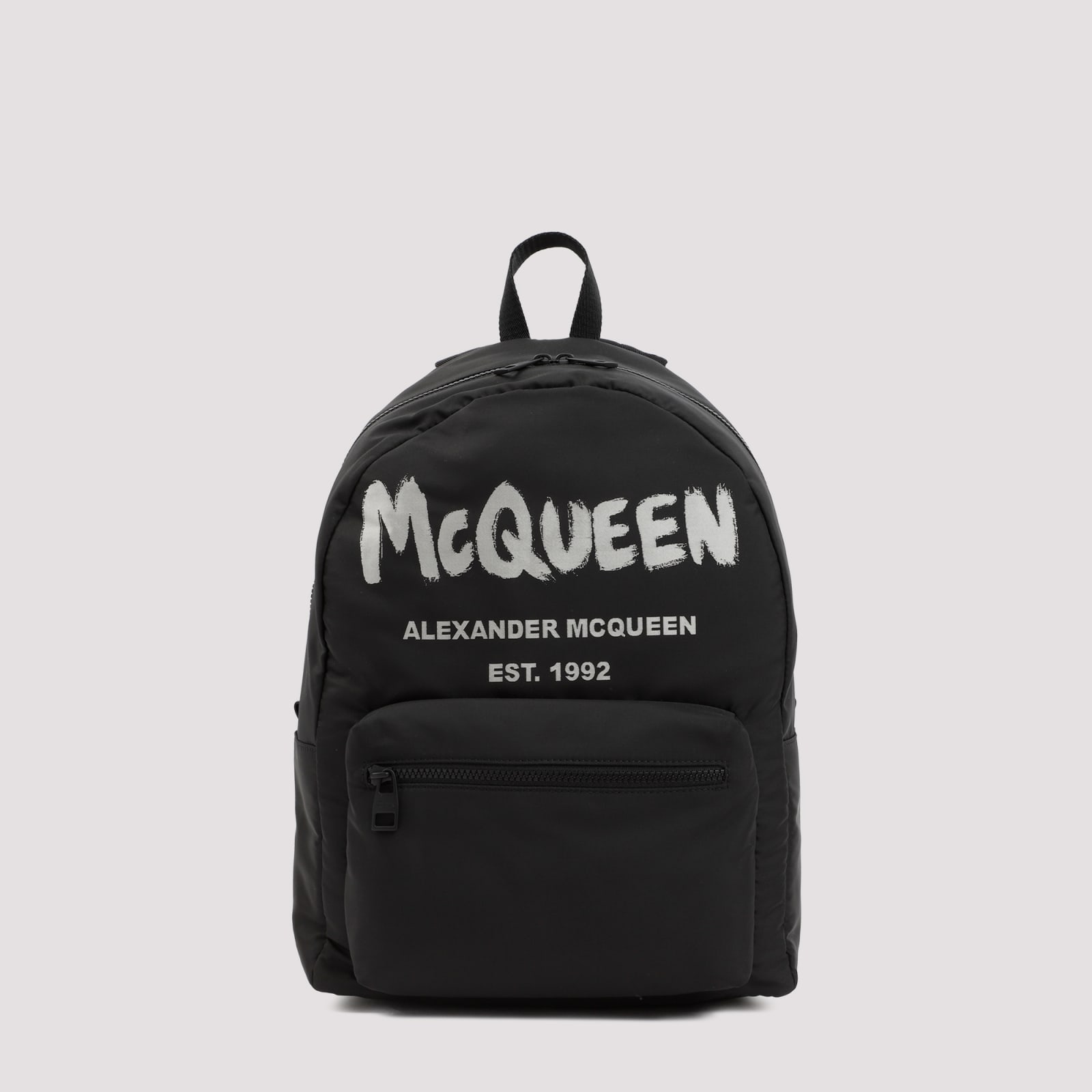 Shop Alexander Mcqueen Graffiti Metropolitan Printed Backpack In Black Off White