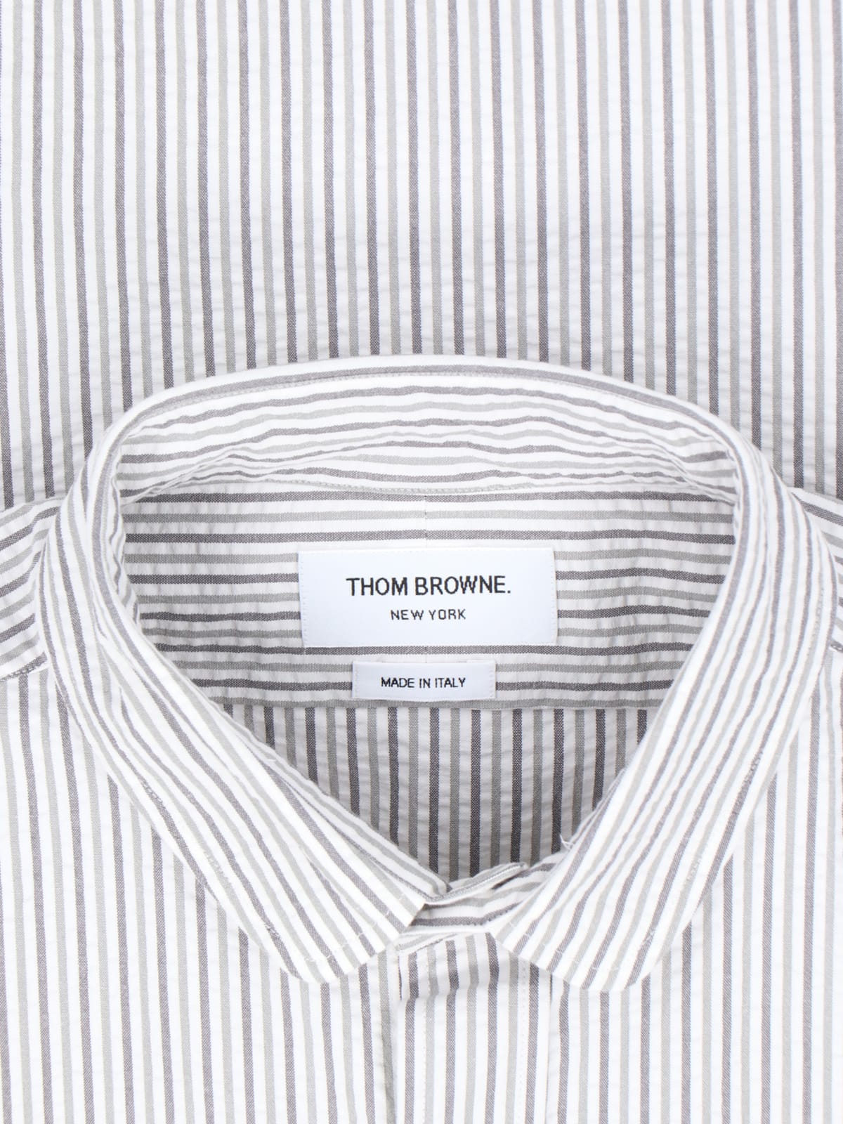 Thom Browne Striped Cotton Shirt In Silver