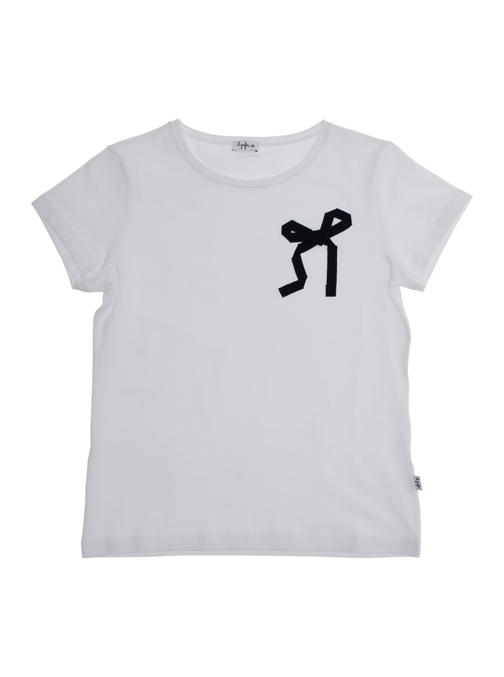 Il Gufo White Crewneck T-shirt With Bow Detail On The Front In Cotton Girl In White