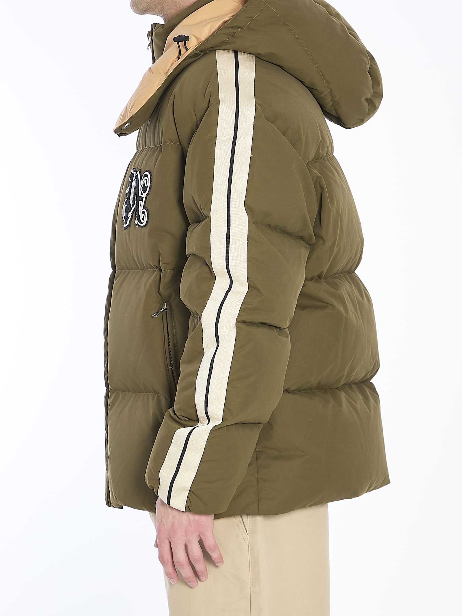 Shop Palm Angels Track Monogram Puffer Jacket In Green