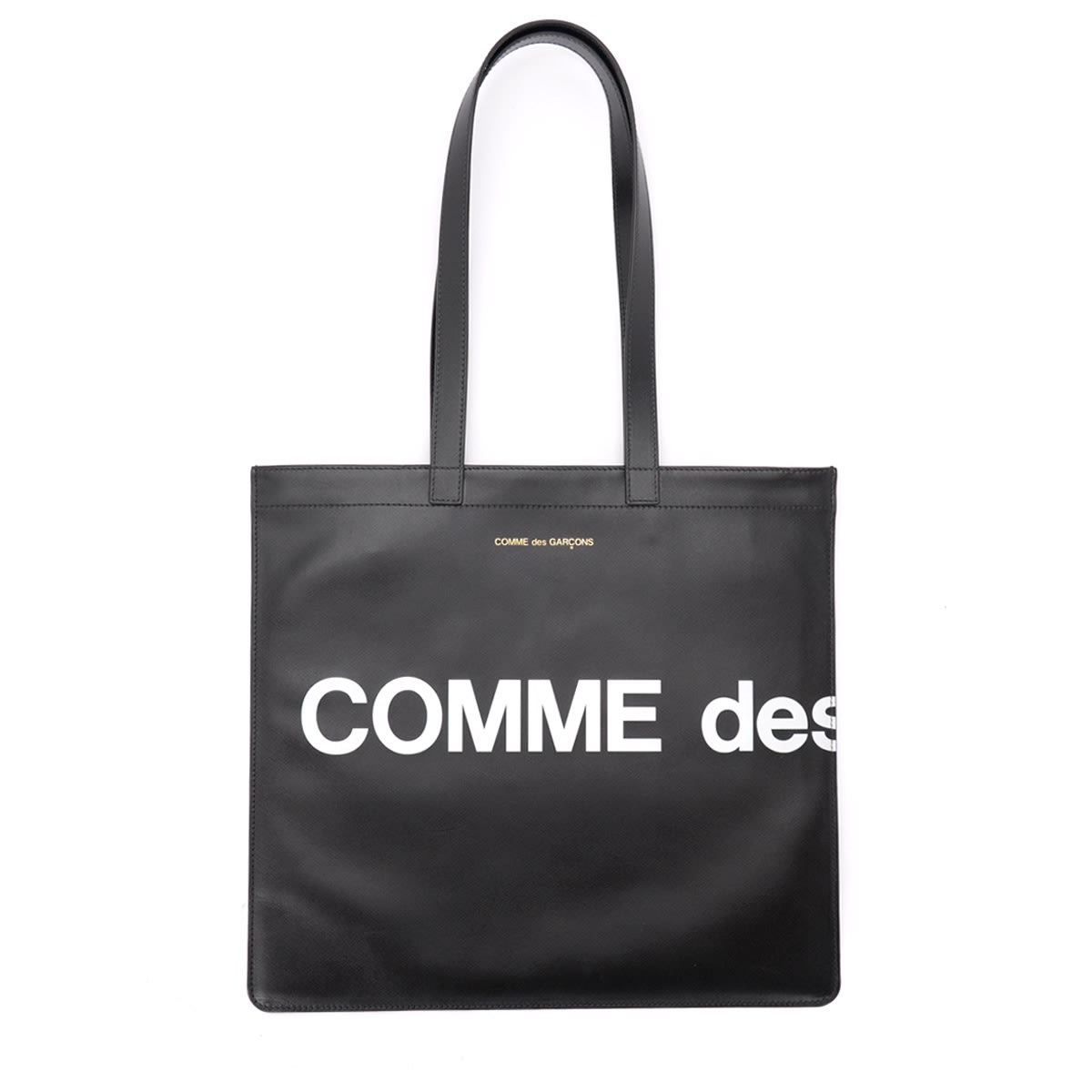 Comme Des Garçons Wallet Shopping Bag Model Huge Logo In Black Leather