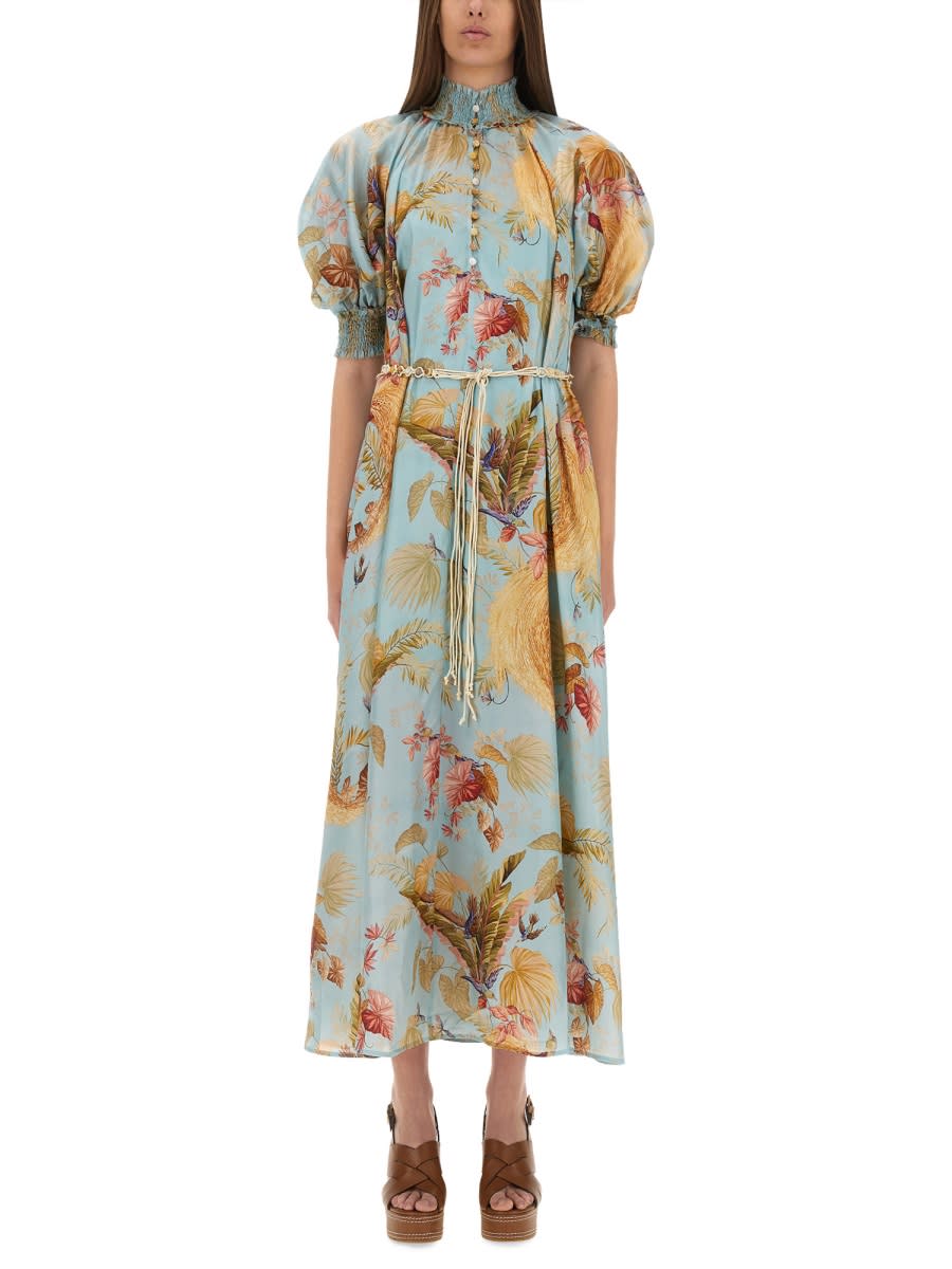 Zimmermann Women Aqua Palm Floral Habotai Silk Ascension Maxi Dress In Multi