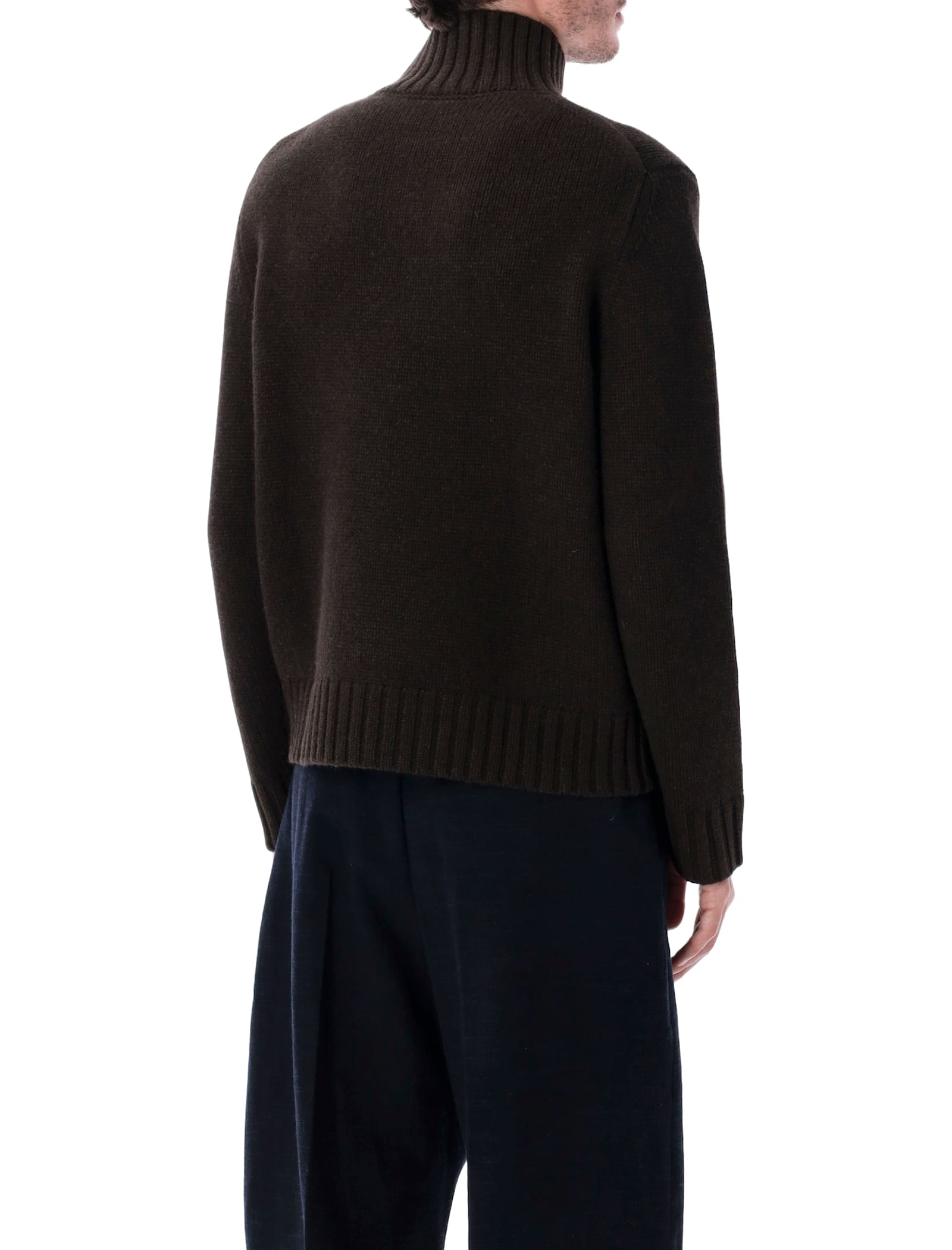 Studio Nicholson Loris Yak And Merino Wool High-neck Knit In Brown