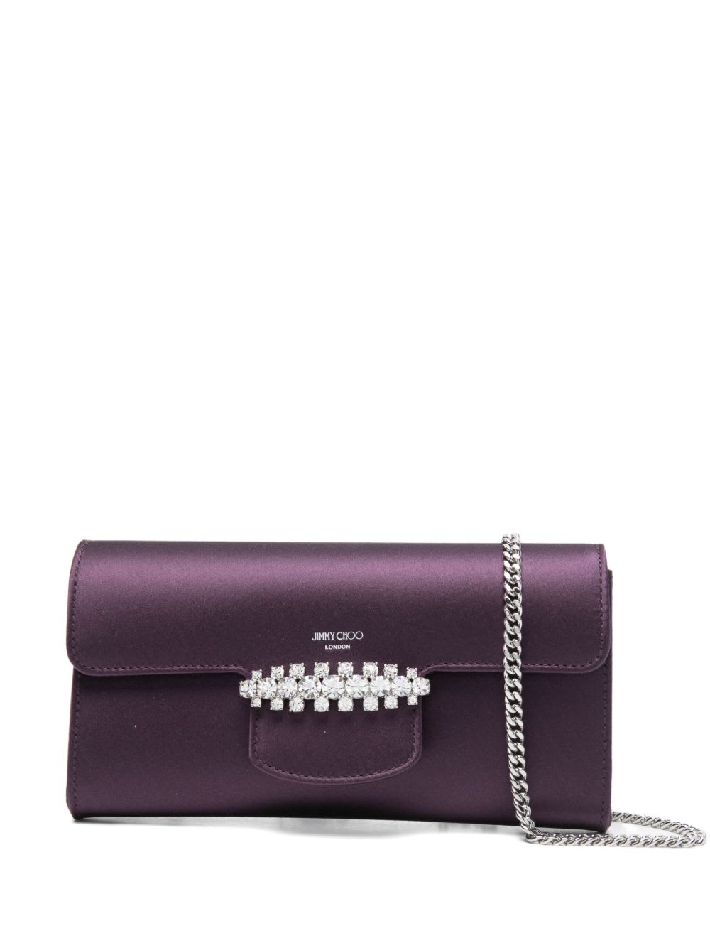 Jimmy Choo Bing Satin Wallet On Chain In Burgundy