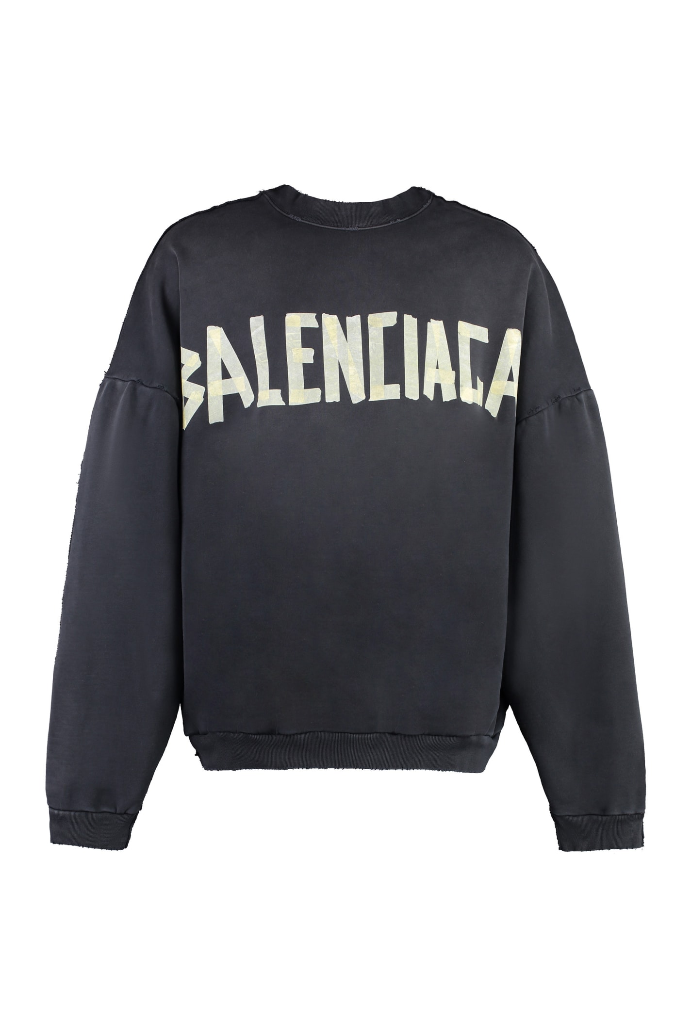 Shop Balenciaga Cotton Crew-neck Sweatshirt In Black