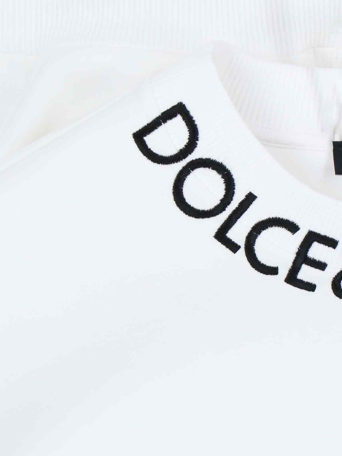 Shop Dolce & Gabbana Cropped Crew Neck Sweatshirt In White