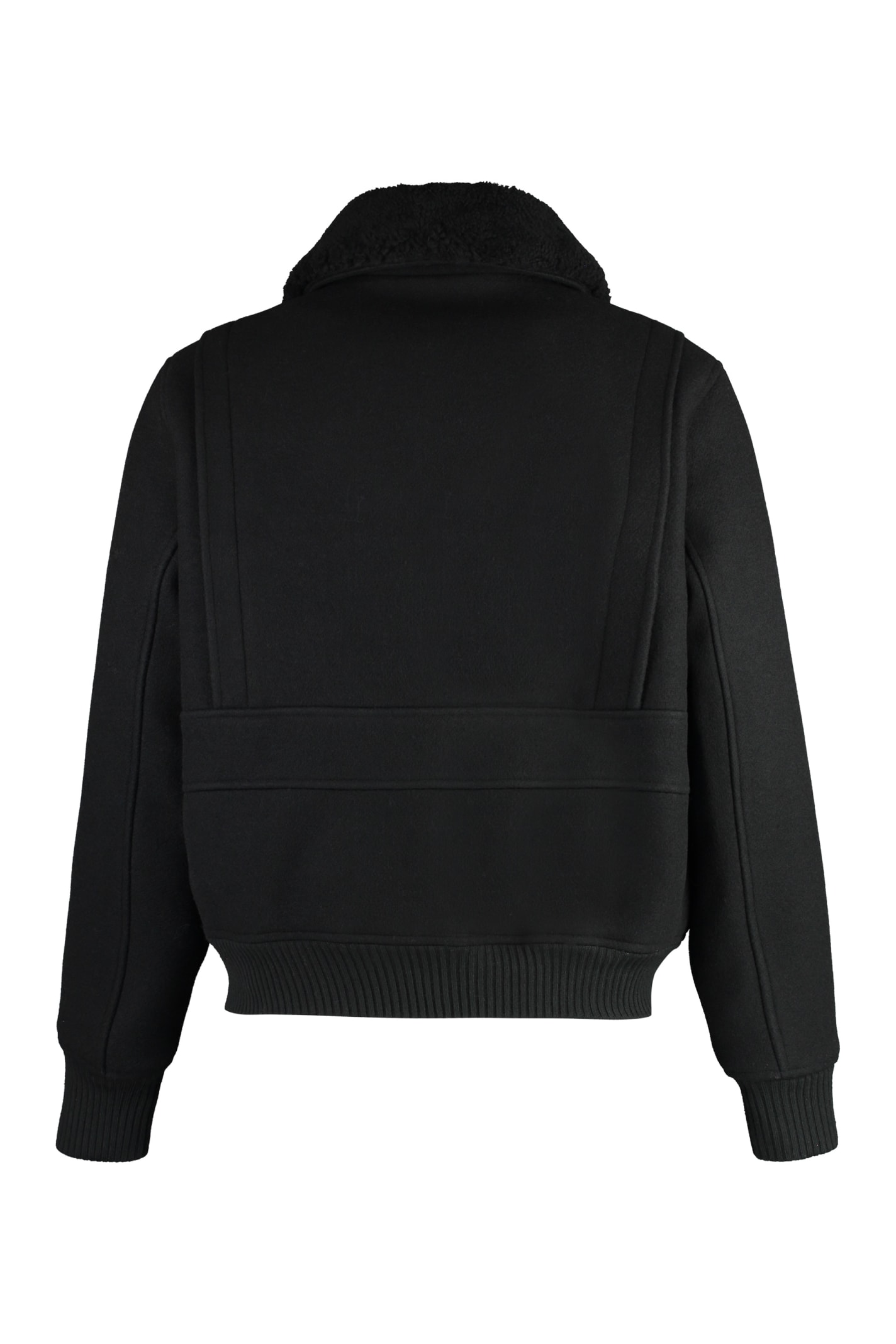 Shop Ami Alexandre Mattiussi Wool Bomber Jacket In Black