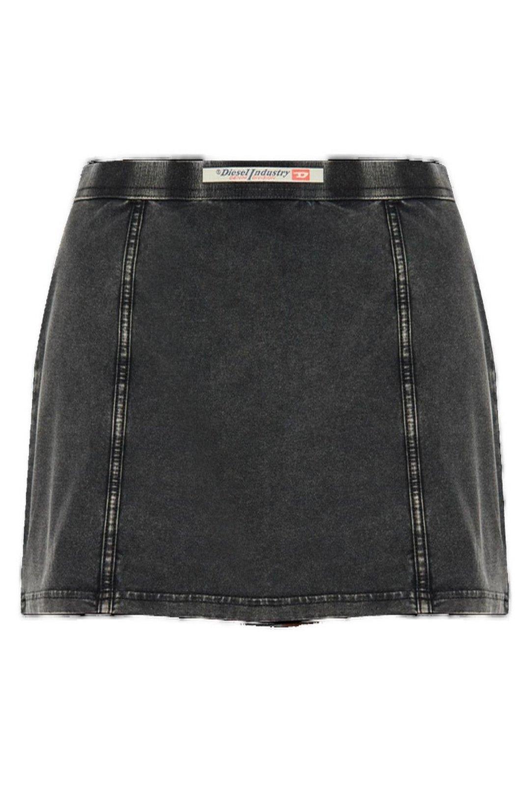 Diesel Stretch Cotton Mini Skirt With Contrast Stitching
