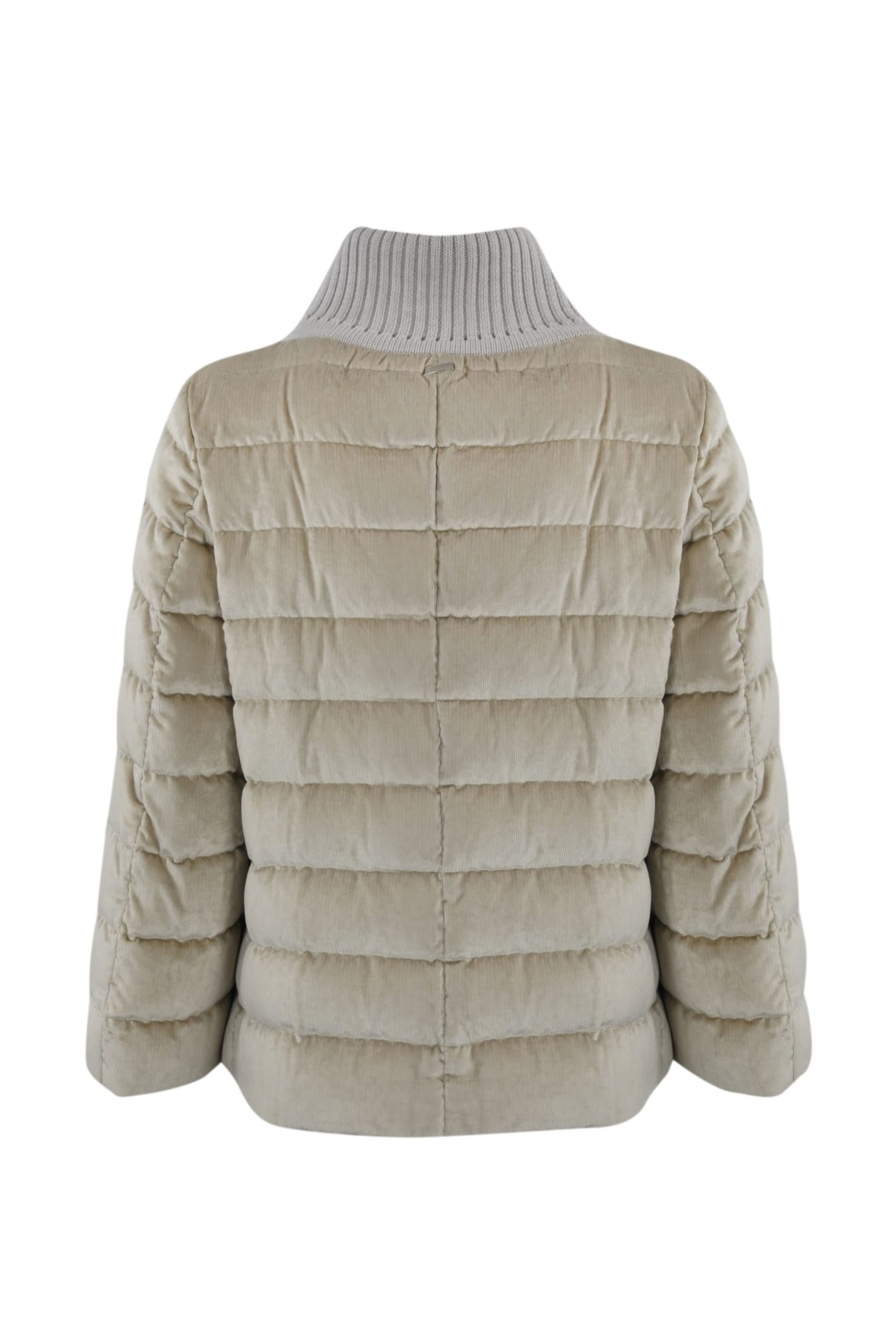 Shop Herno Quilted Jacket In Chantilly Velvet In Beige