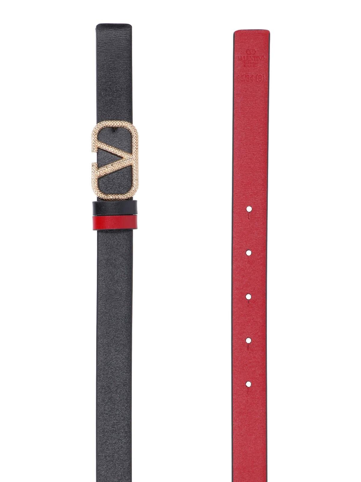 Shop Valentino Vlogo Signature Reversible Belt In Nero-rosso V