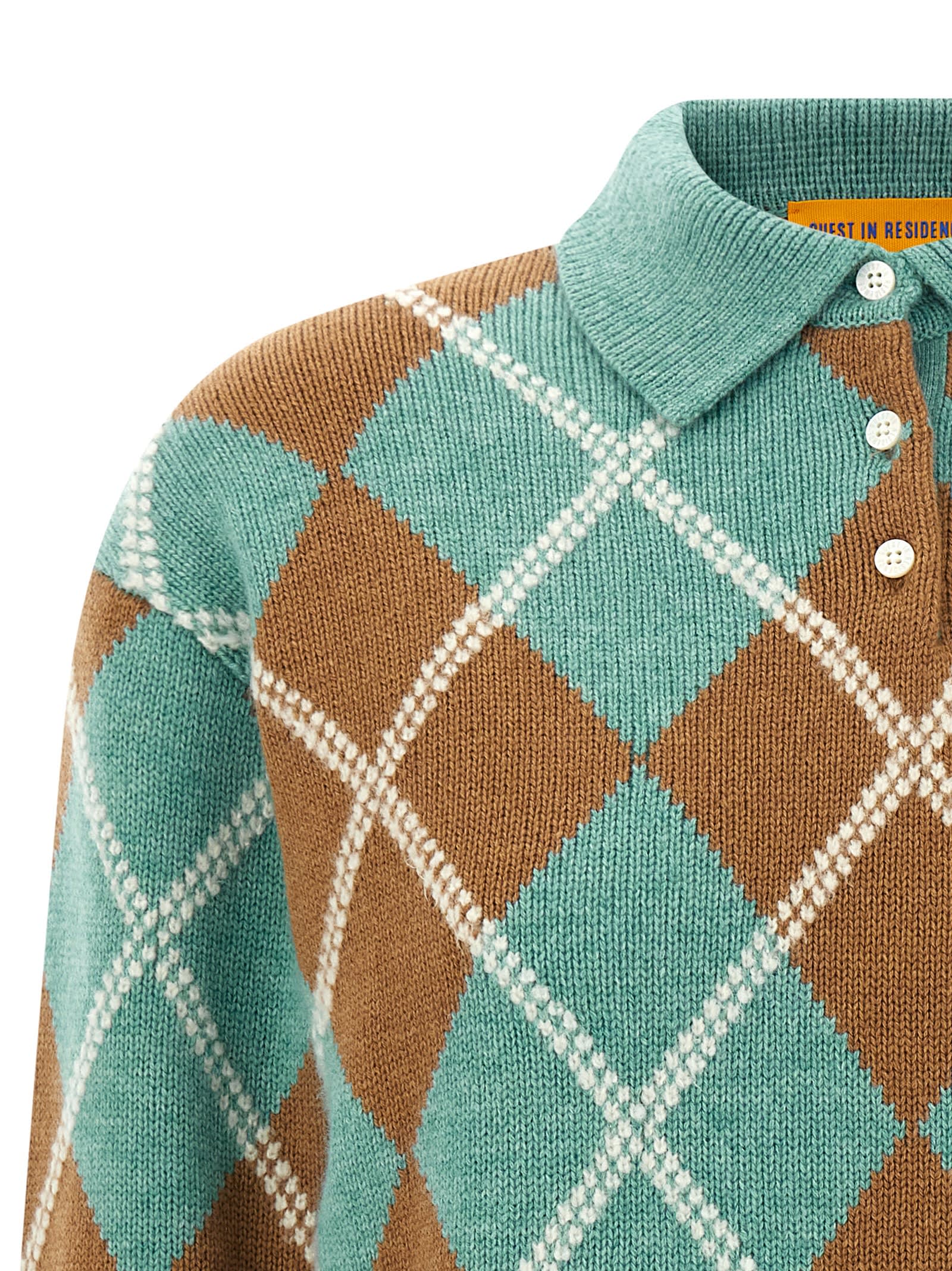 Guest In Residence Argyle-pattern Wool-cashmere Polo Shirt In Multi