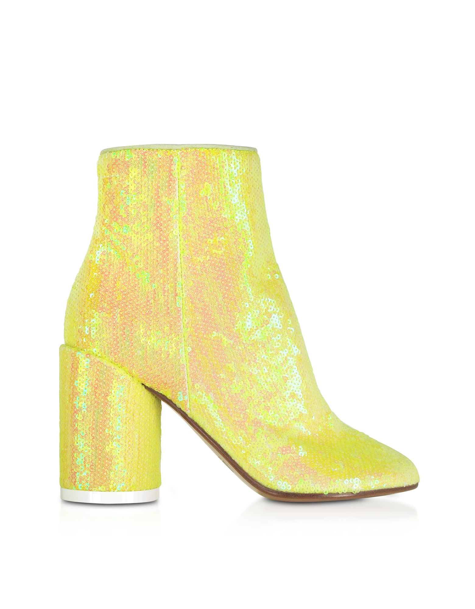 MM6 MAISON MARGIELA BLAZING YELLOW SEQUINS AND SUEDE BOOTS