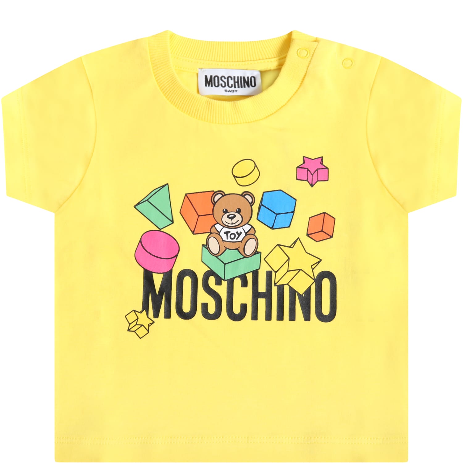 Moschino Yellow T-shirt For Babykids With Teddy Bear