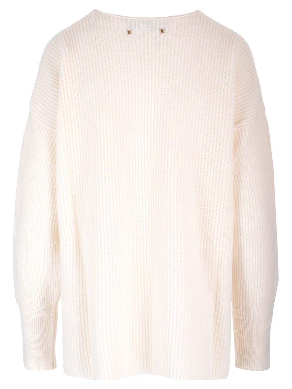 Shop Golden Goose Mary Lou Front-tied Knitted Jumper In Bianco