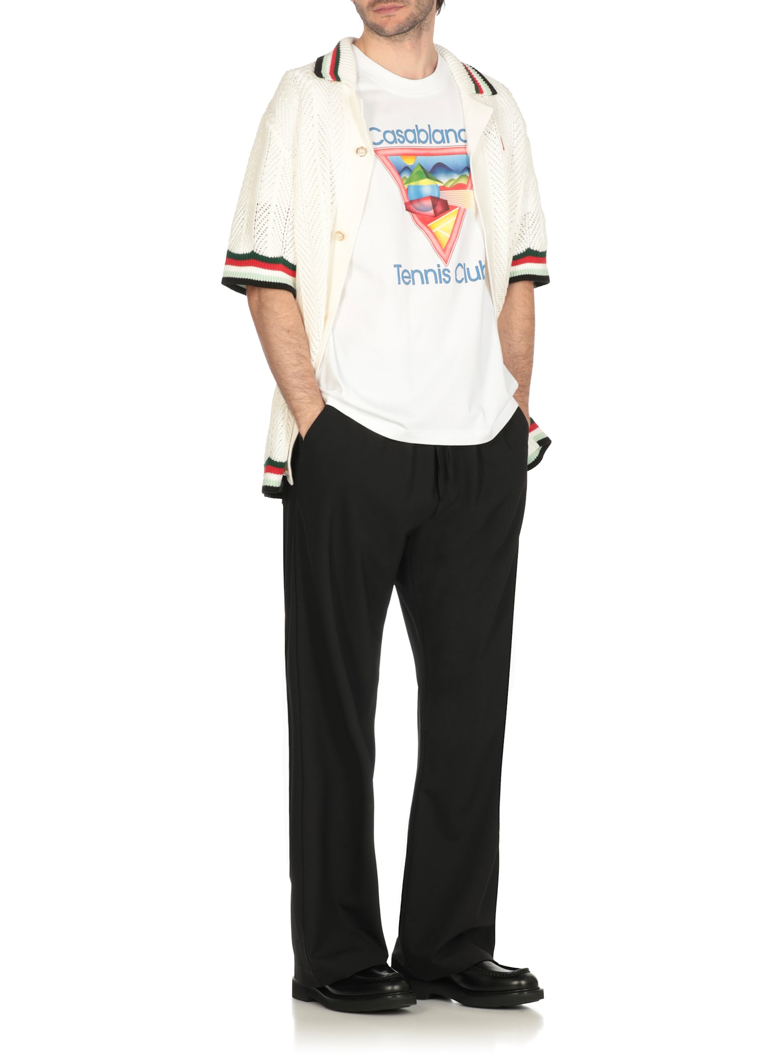 Casablanca White Crewneck T-shirt With Logo On The Front In Cotton Man In White
