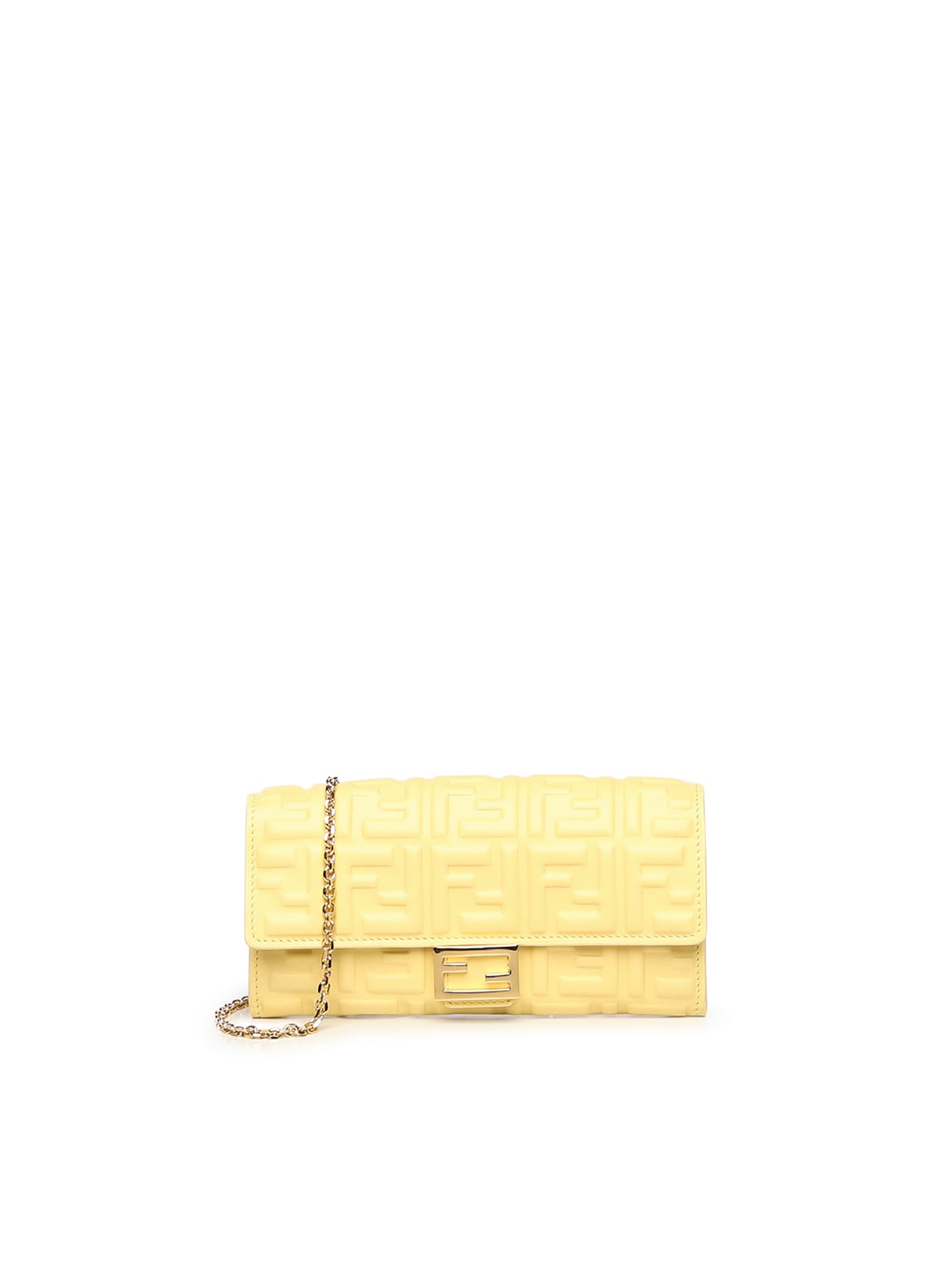 Fendi Baguette Continental Wallet In Nappa Leather In Yellow