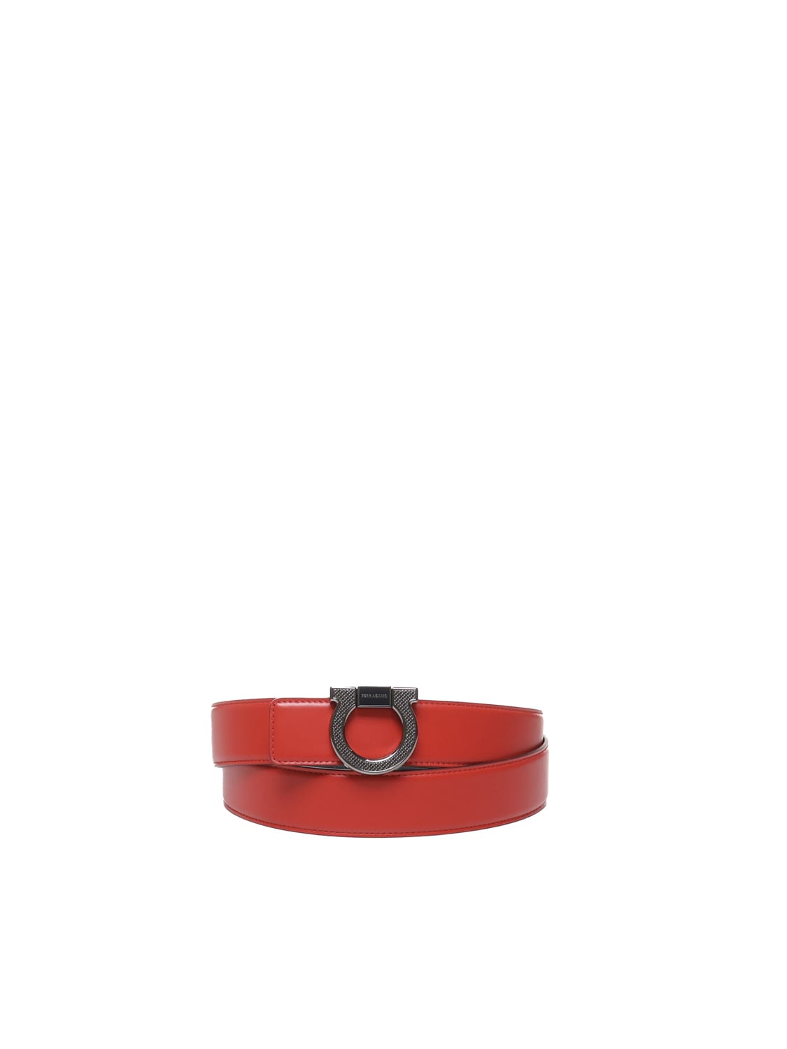 Shop Ferragamo Gancini Belt In Calfskin In Red