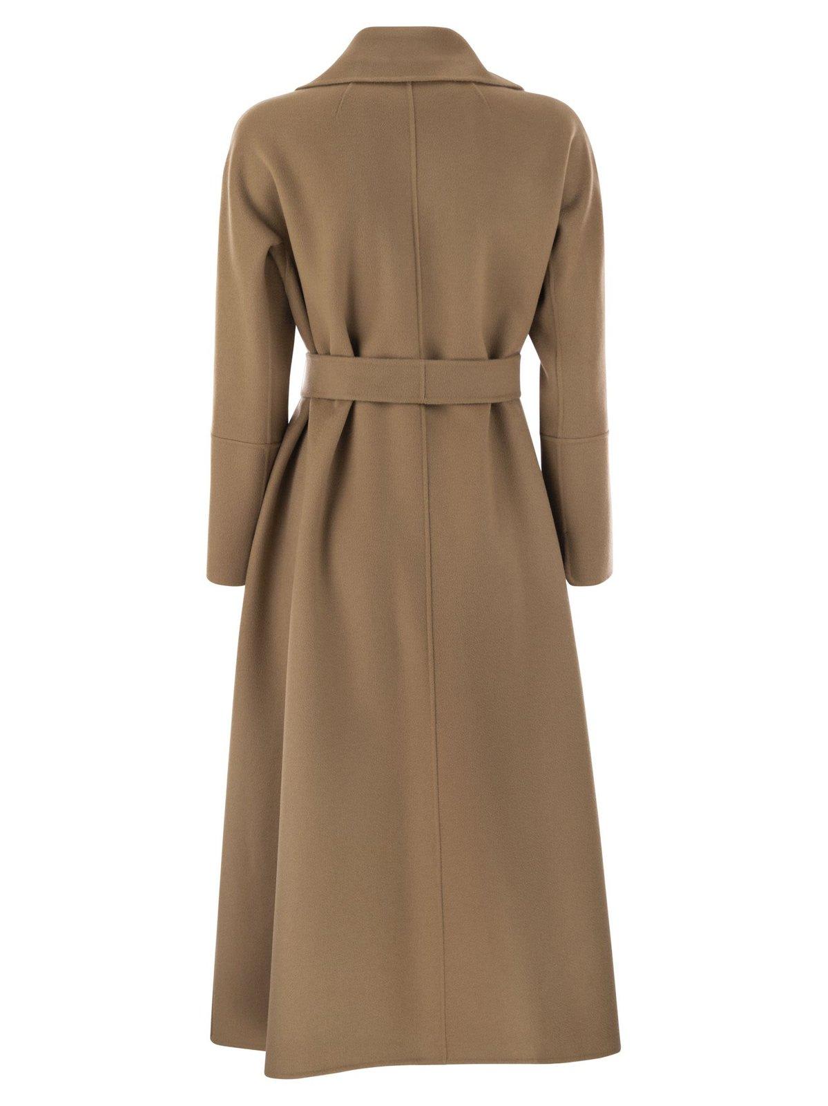 Shop 's Max Mara Belted Long-sleeved Coat In Brown