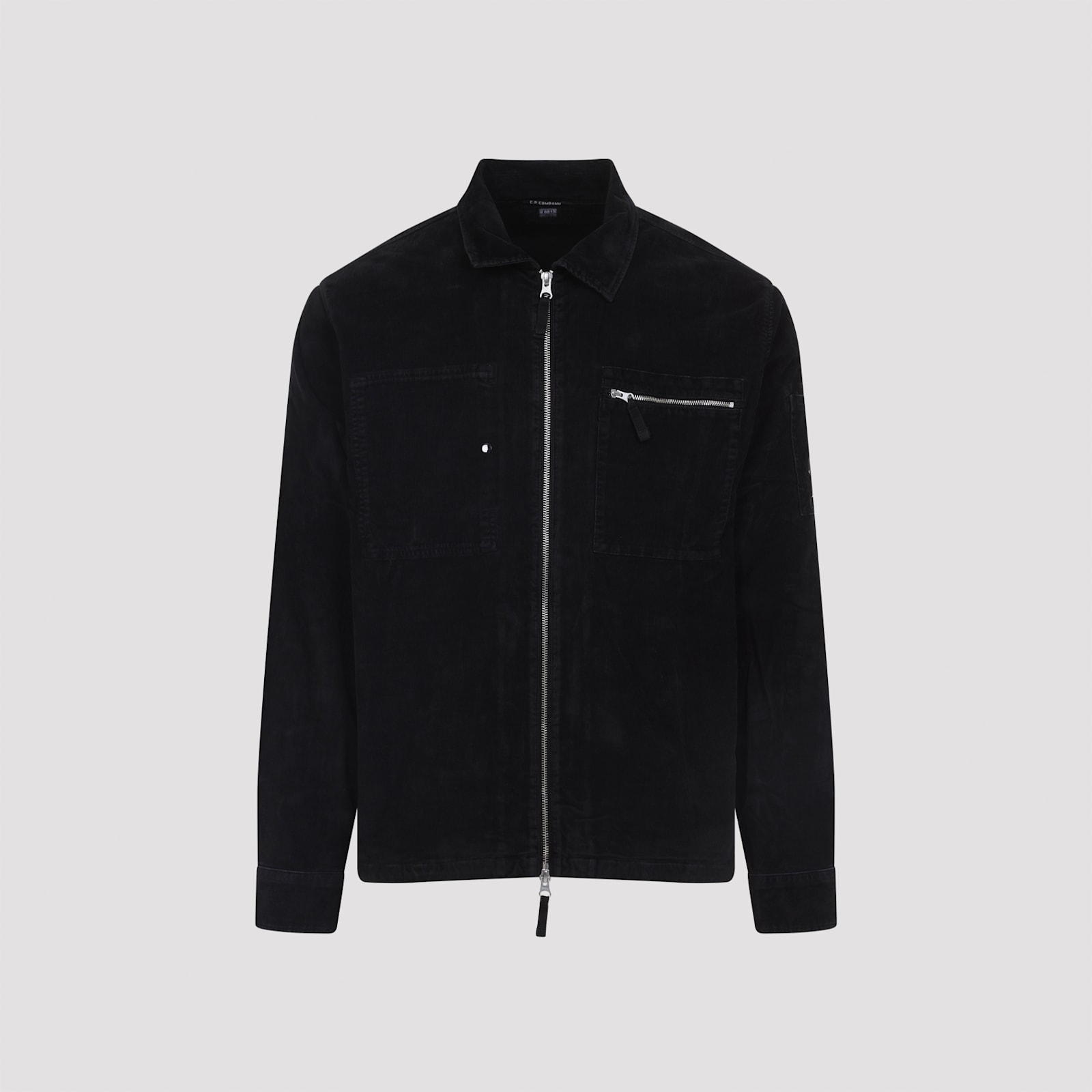 C.p. Company Signature Lens Corduroy Overshirt In Black
