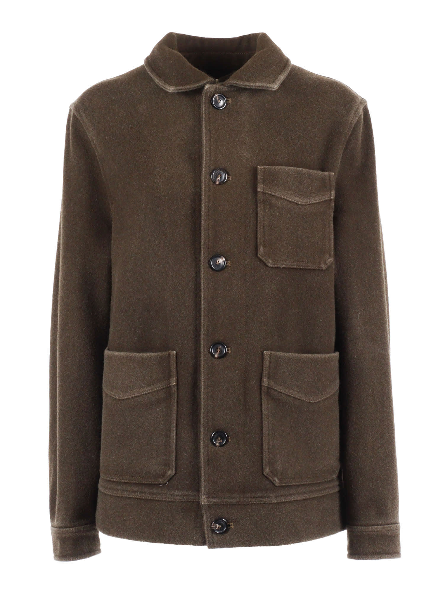 Circolo 1901 Structured Virgin Wool Work Jacket With Button-up Front In Brown