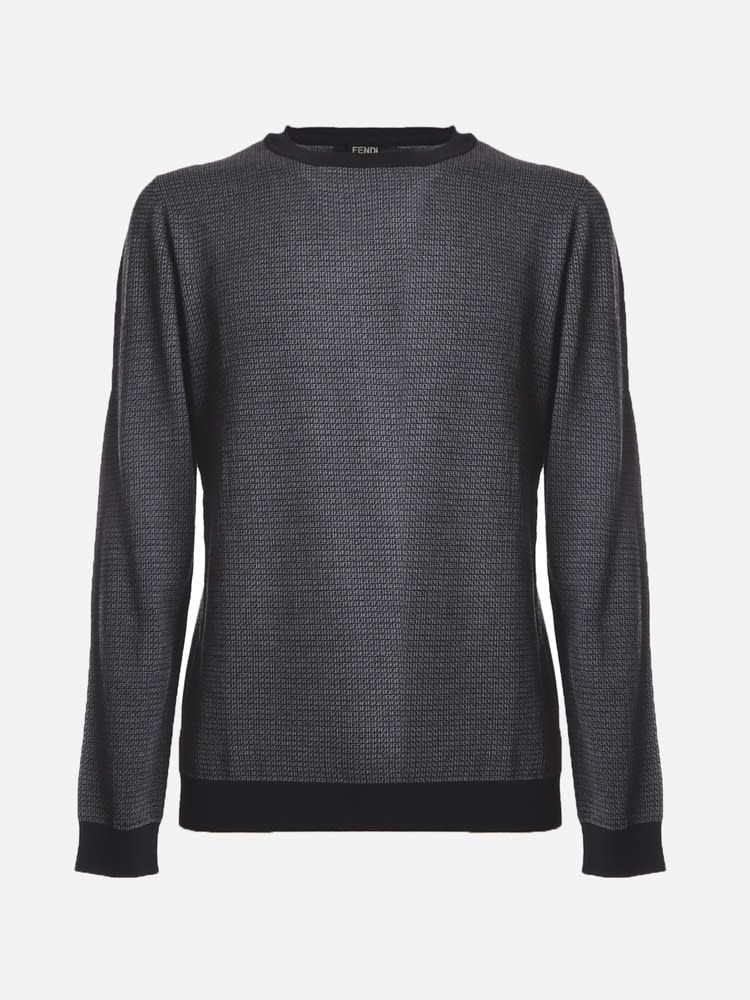 Fendi Wool Sweater With All-over Ff Motif