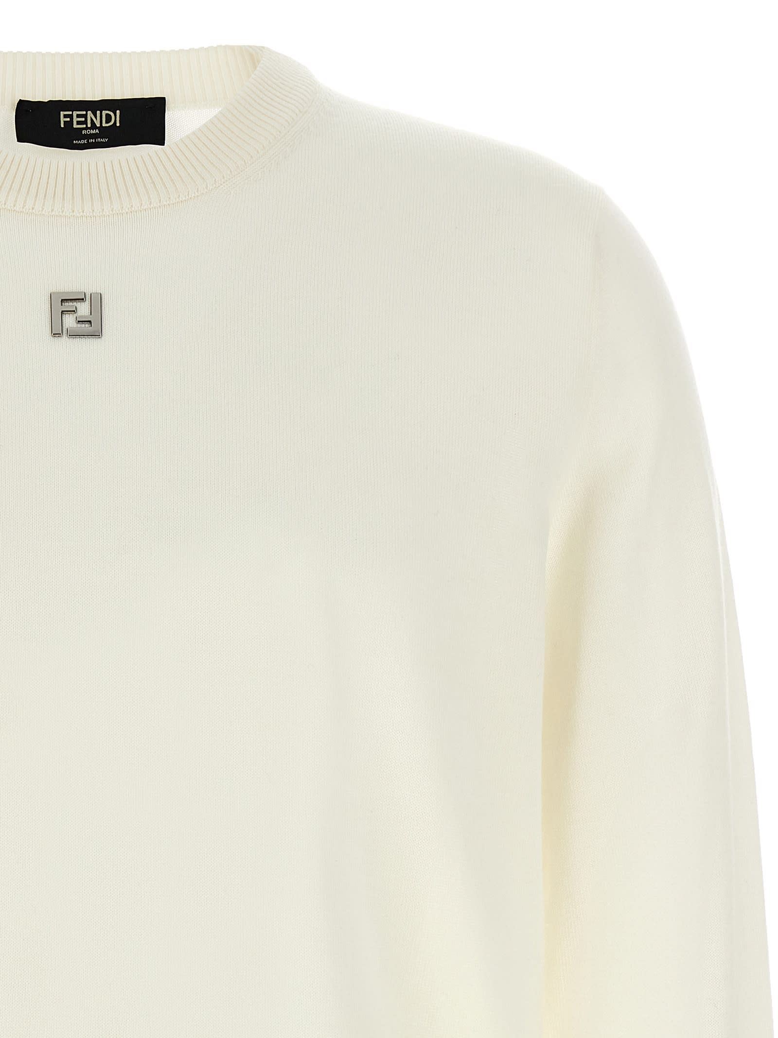 Fendi White Virgin Wool Sweater In Bianco