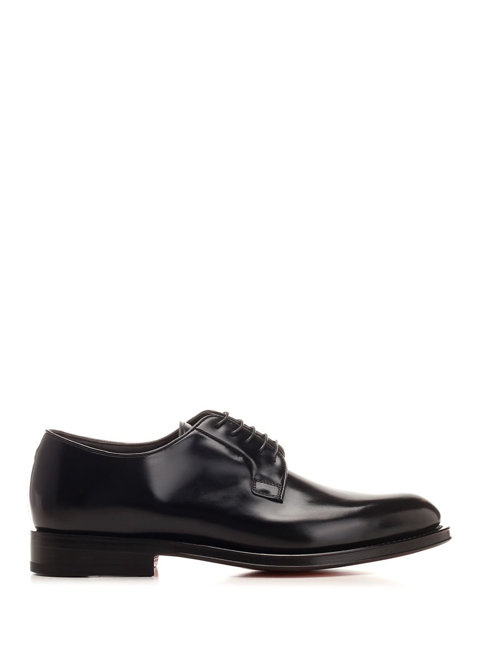 Shop Santoni Black Leather Lace-up Shoe