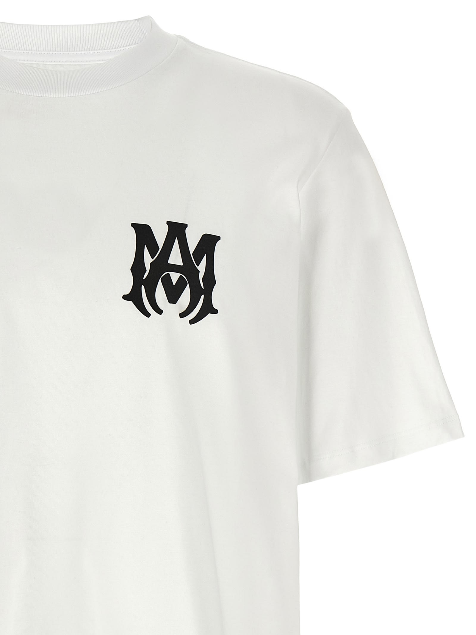 Amiri White Crewneck T-shirt With Logo Print On The Front And Logo Lettering On The Rear In White