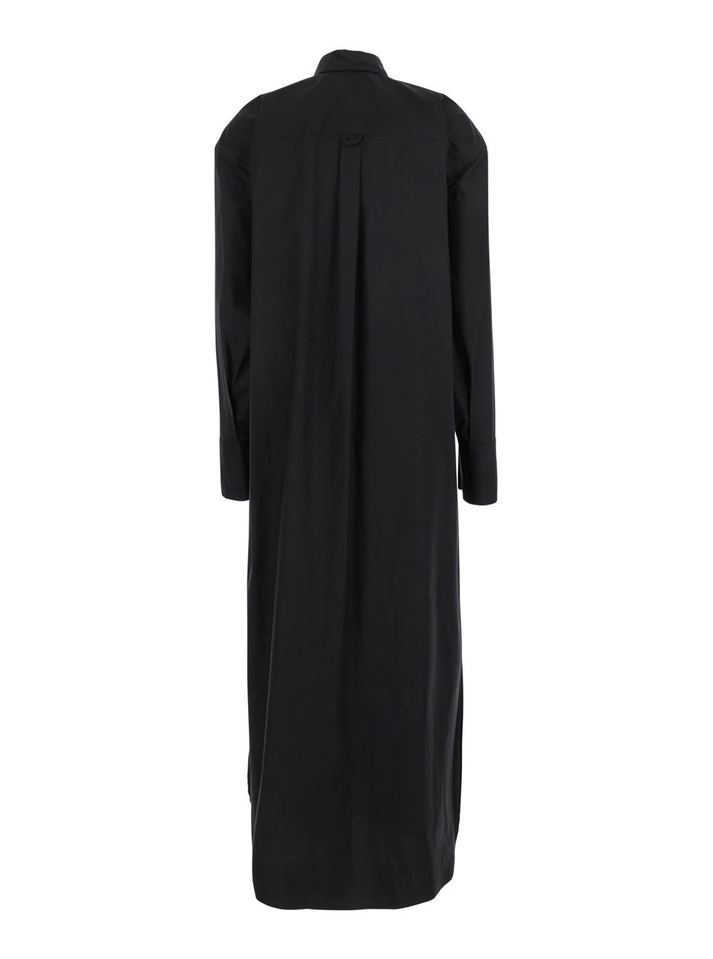 Shop Federica Tosi Black Long Shirt With Pointed Collar And Metallic Details On The Cuffs In Fabric Woman