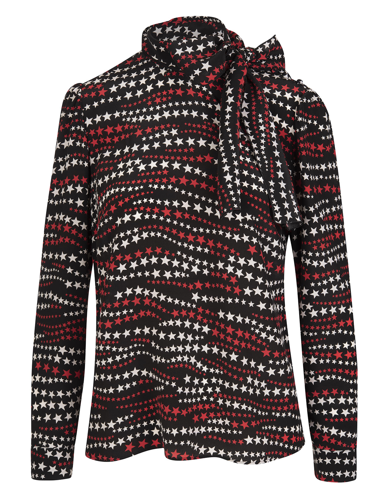 RED Valentino Woman Top In Black Silk With Star Print