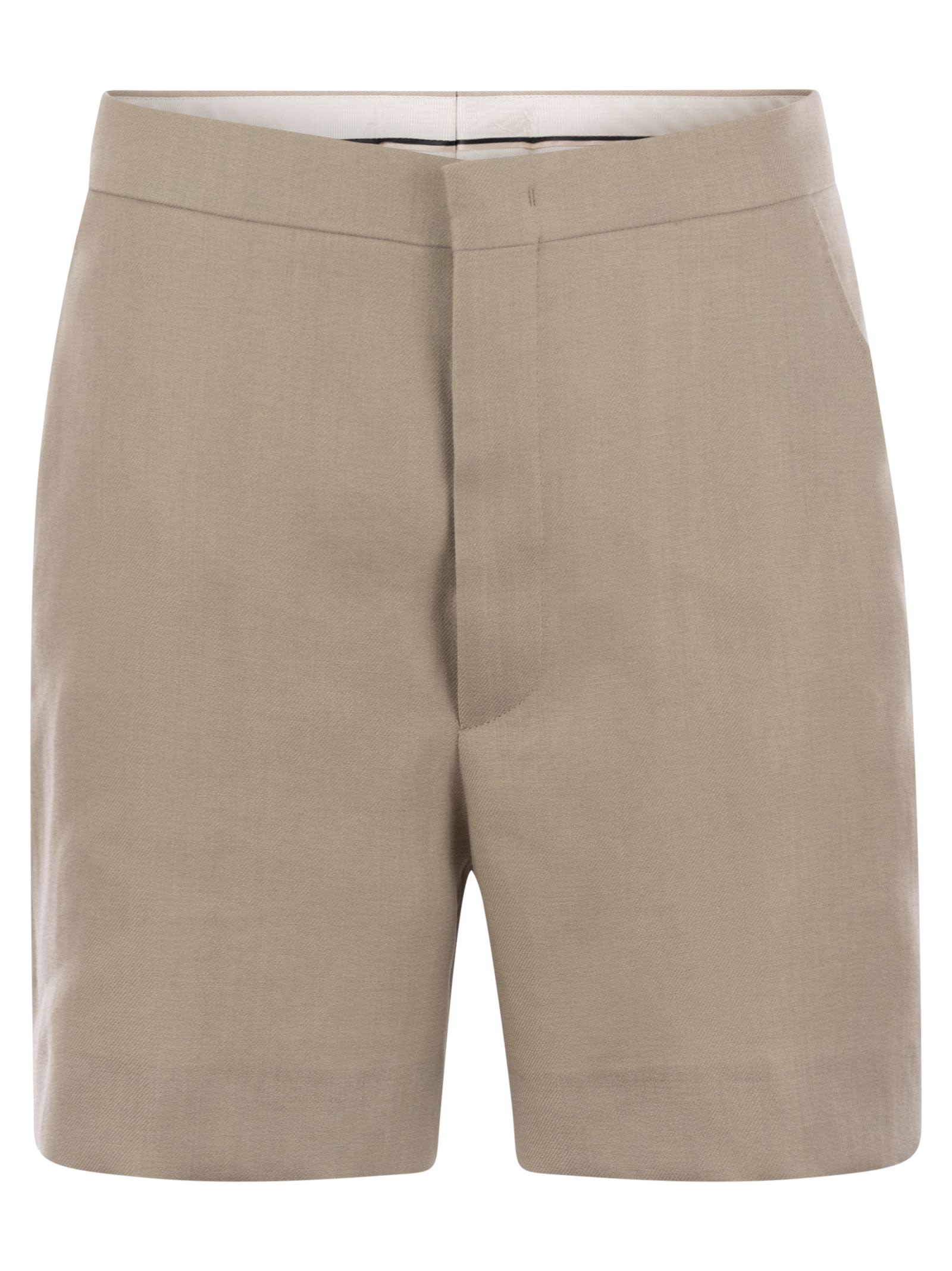 Tagliatore Women Linen Chino Bermuda Shorts In Turtledove