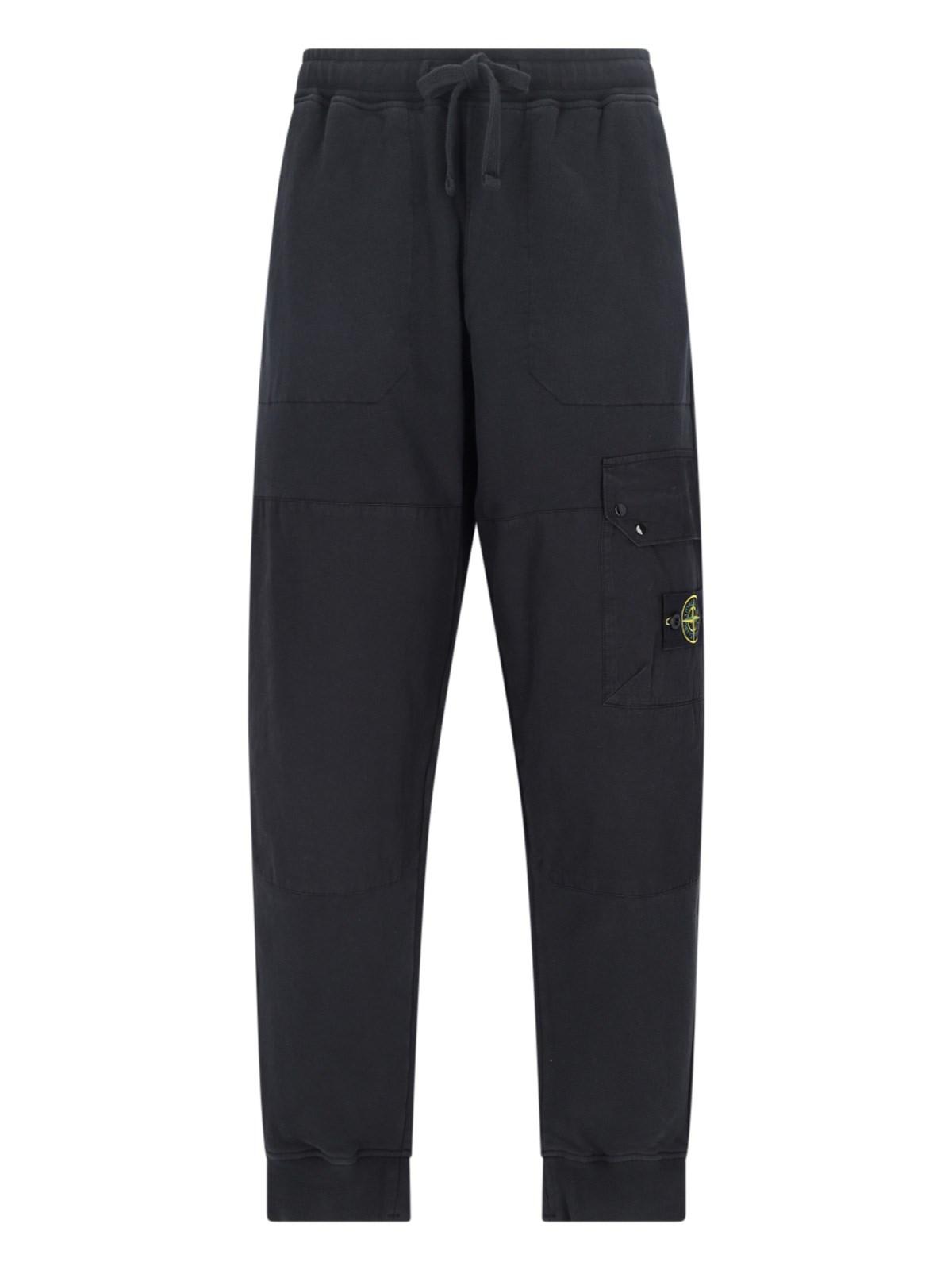 Shop Stone Island Cargo Track Pants In Nero