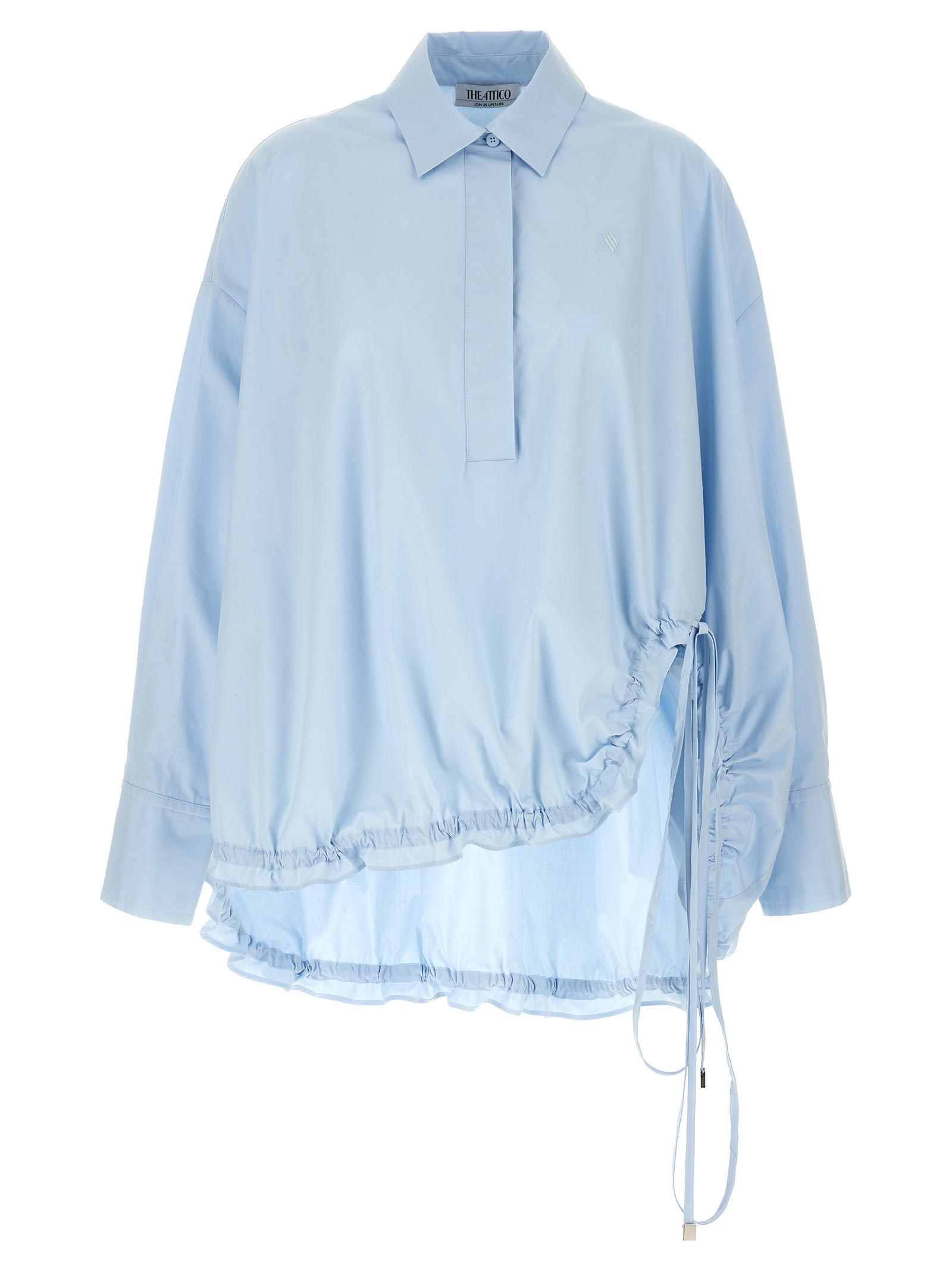 Shop Attico Logo Embroidery Shirt In Light Blue