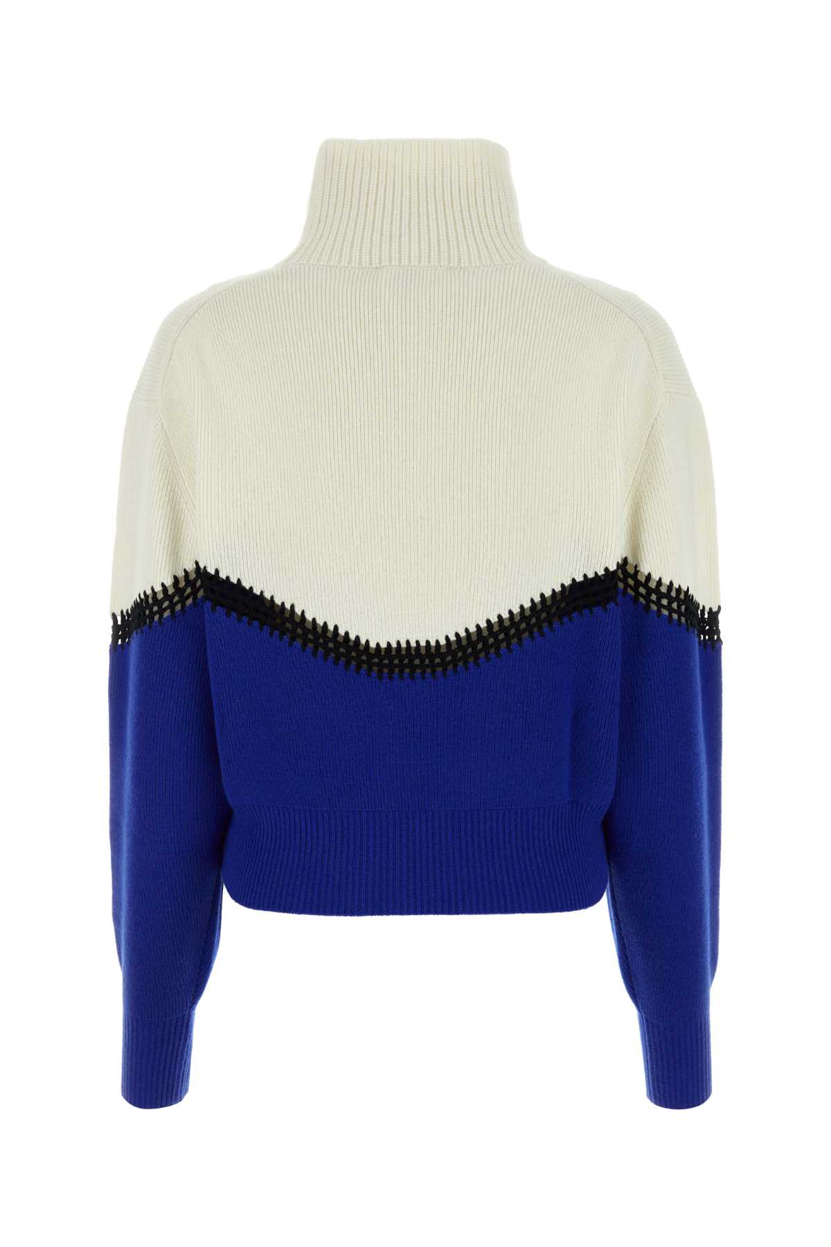 Chloé Two-tone Wool Blend Oversize Sweater In Freshindigo