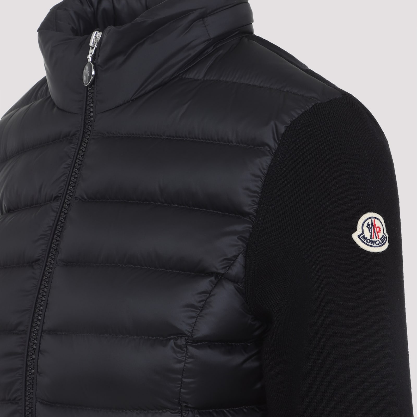 Moncler Quilted Zip-up Cardigan In Black