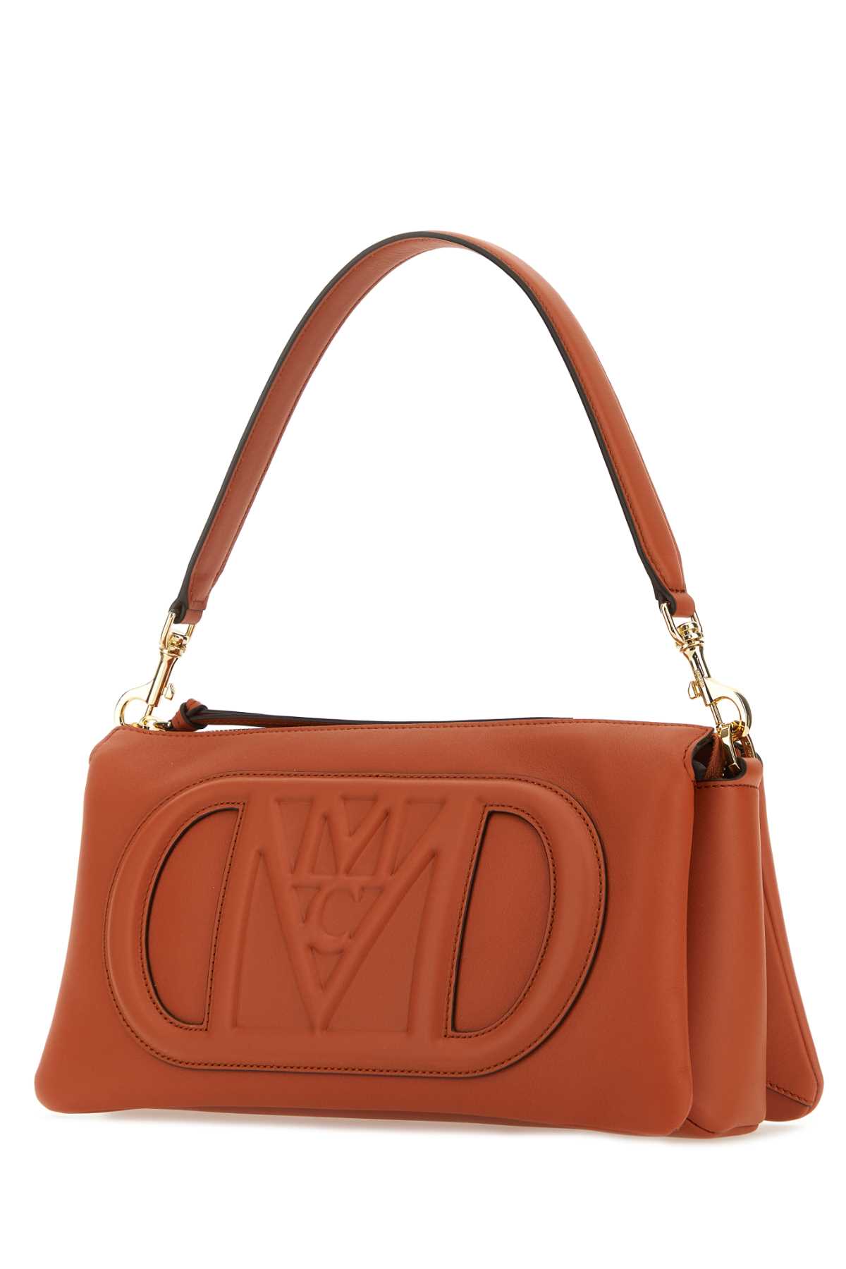 Shop Mcm Brick Leather Mode Travia Small Shoulder Bag In Bombay Brown