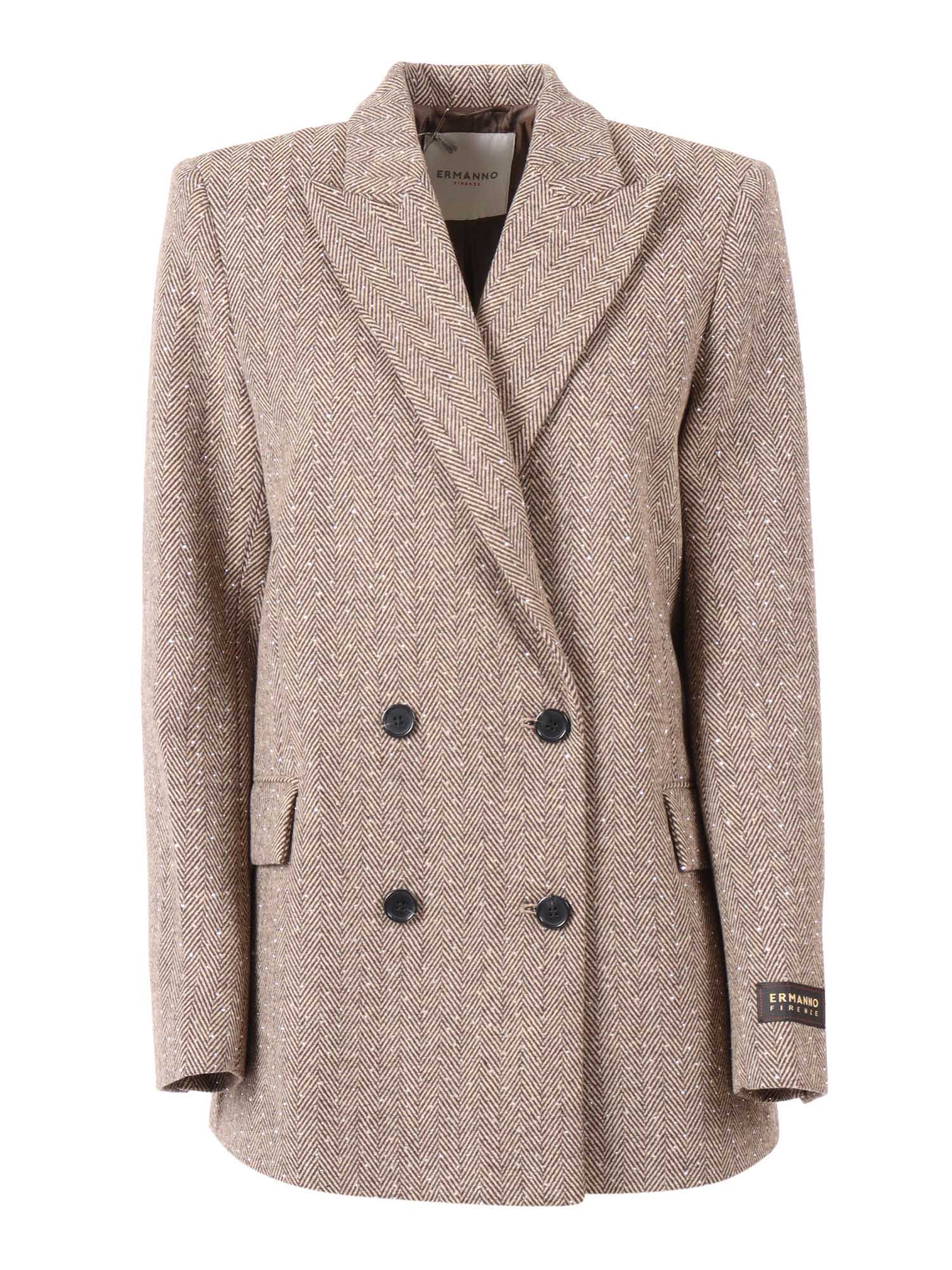 Ermanno Ermanno Scervino Double-breasted Jacket In Neutral