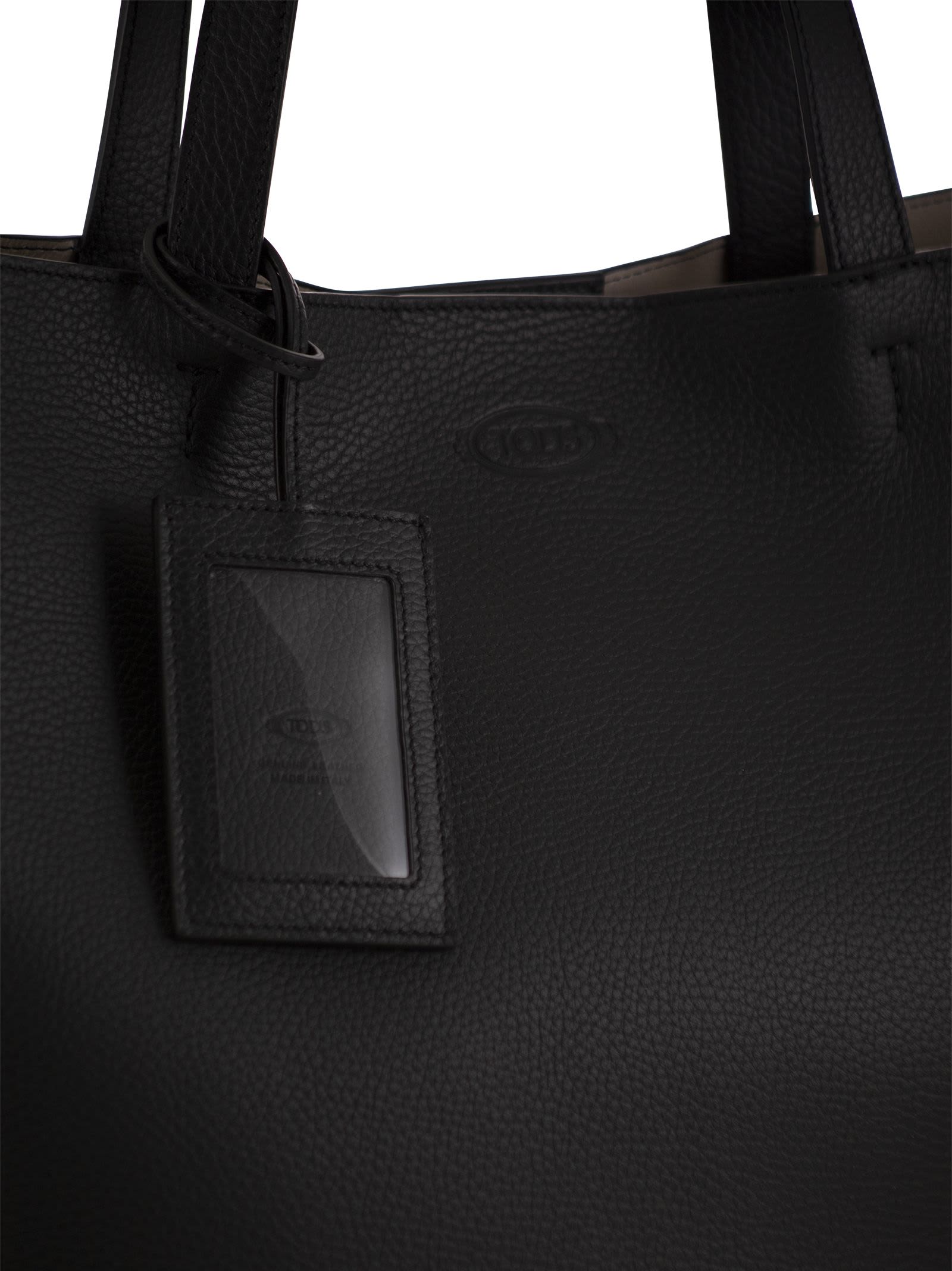 Shop Tod's Leather Shopping Bag In Black