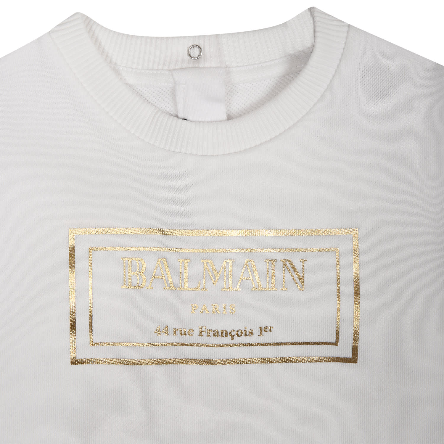 Shop Balmain White Dress For Baby Girl With Logo