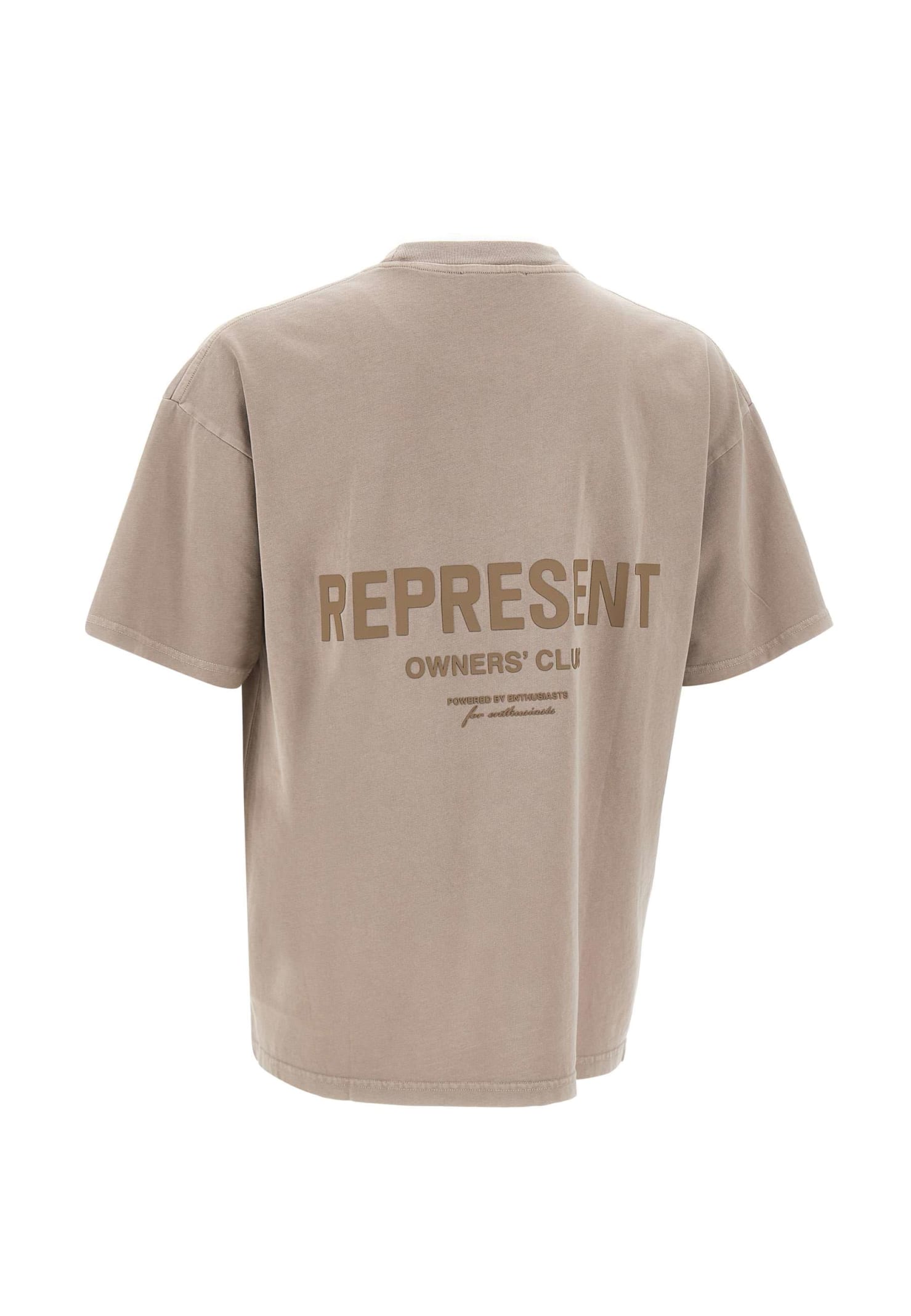 Shop Represent Owners Club Cotton T-shirt In Beige