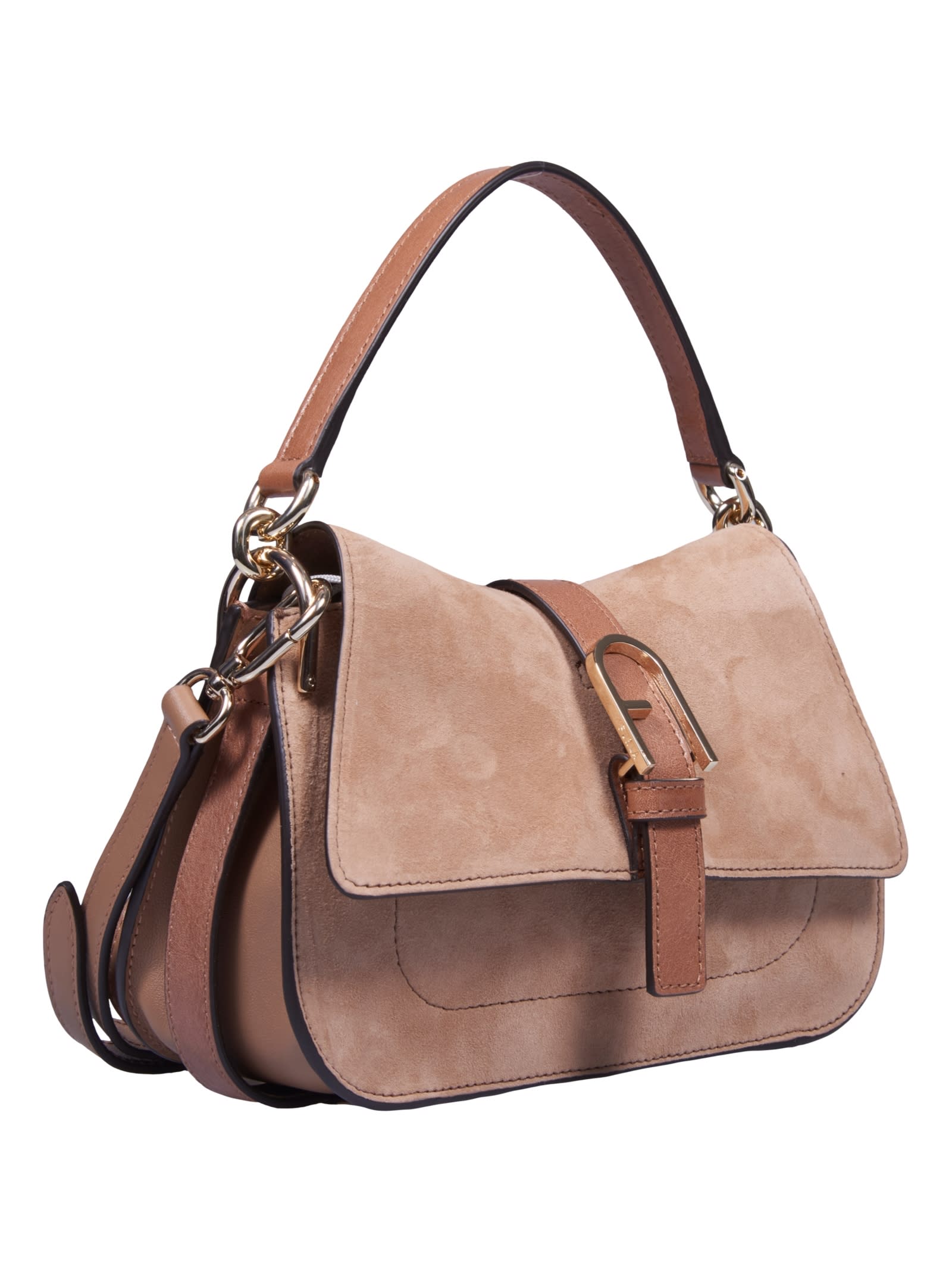 Shop Furla Flow Bag In Camel